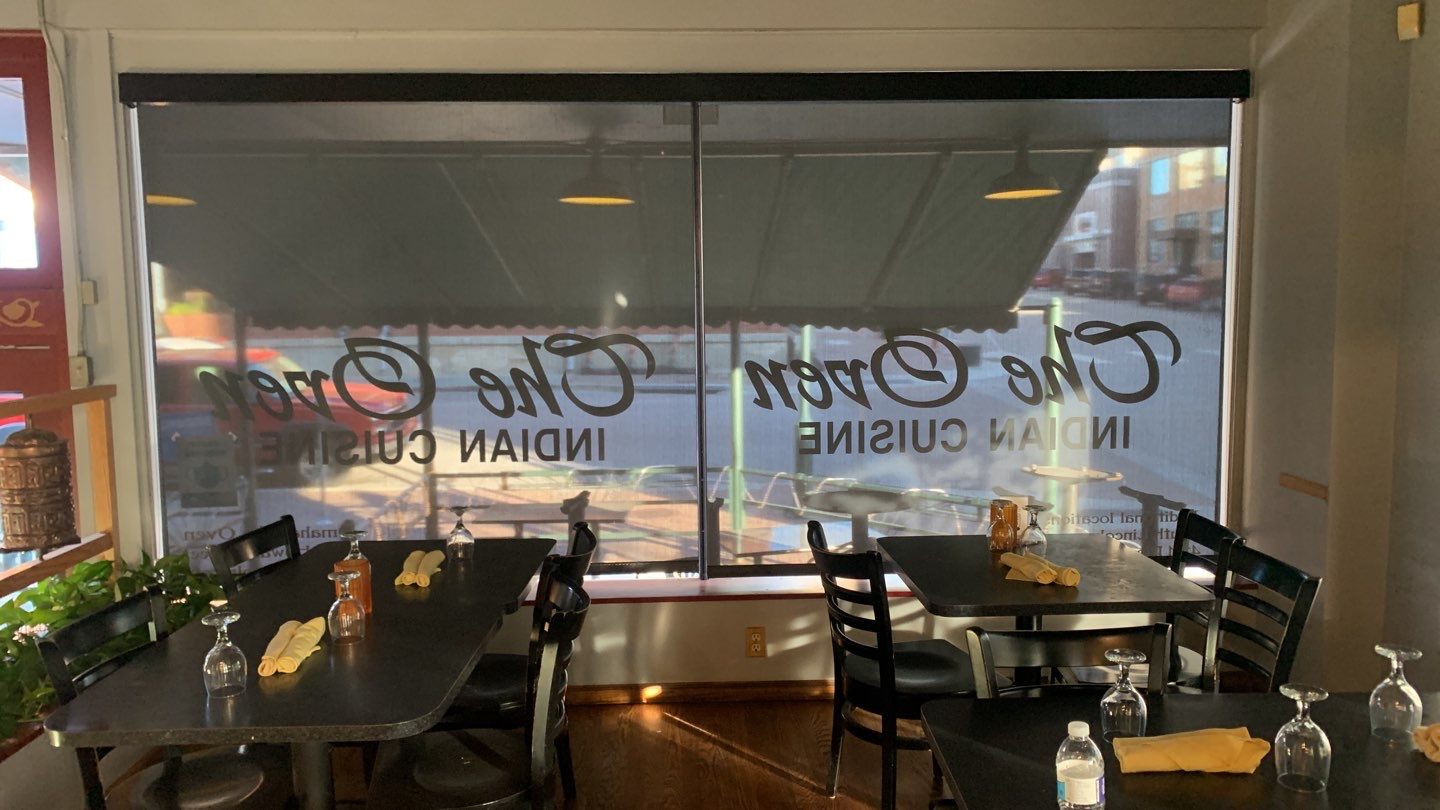 Screen Shades at The Oven in Downtown Lincoln by Custom Blinds & Design