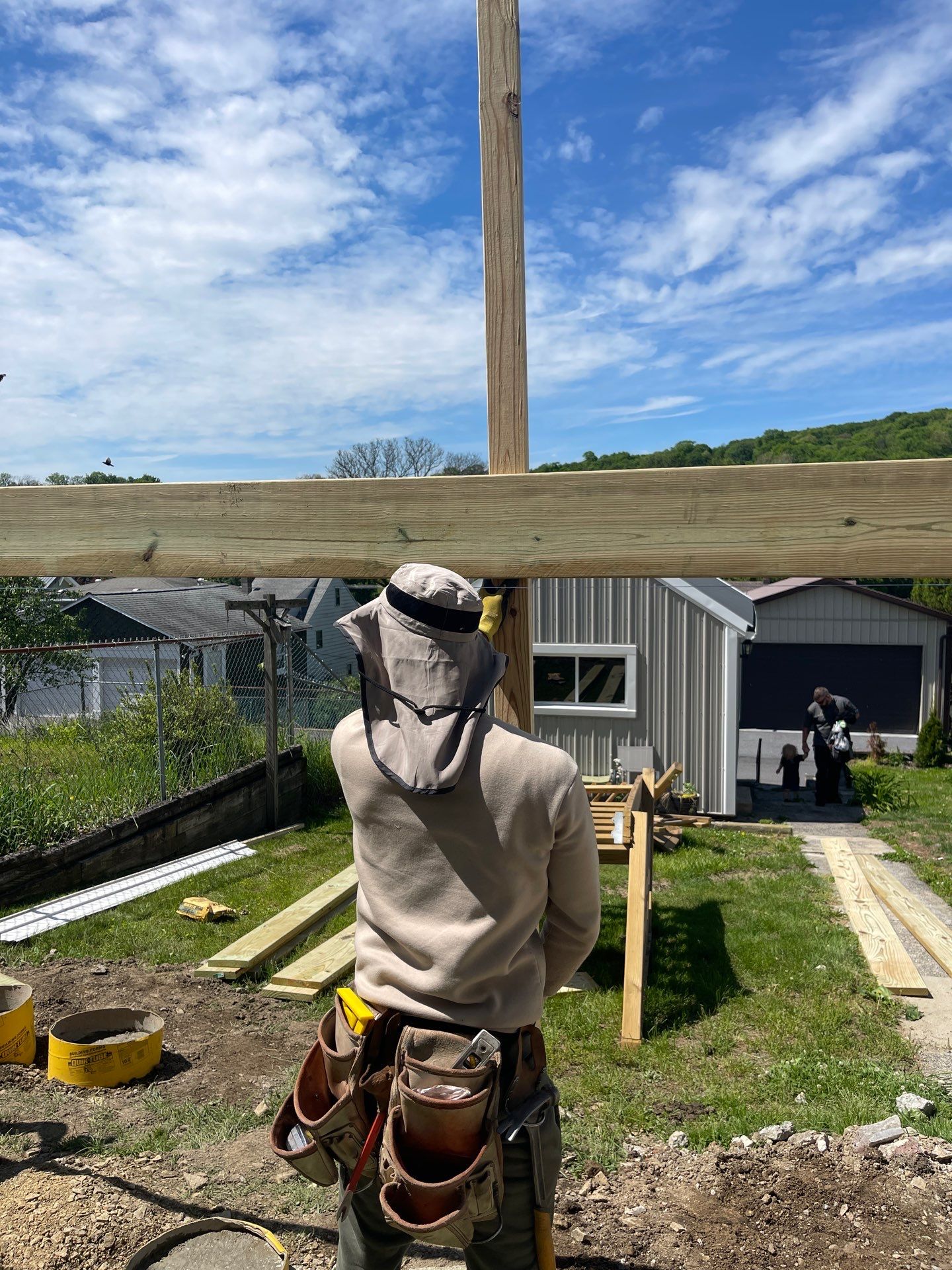 Pressure-Treated Wooden Staircase and Concrete Footing Installation in Schuylkill Haven by Herts Roofing & Construction