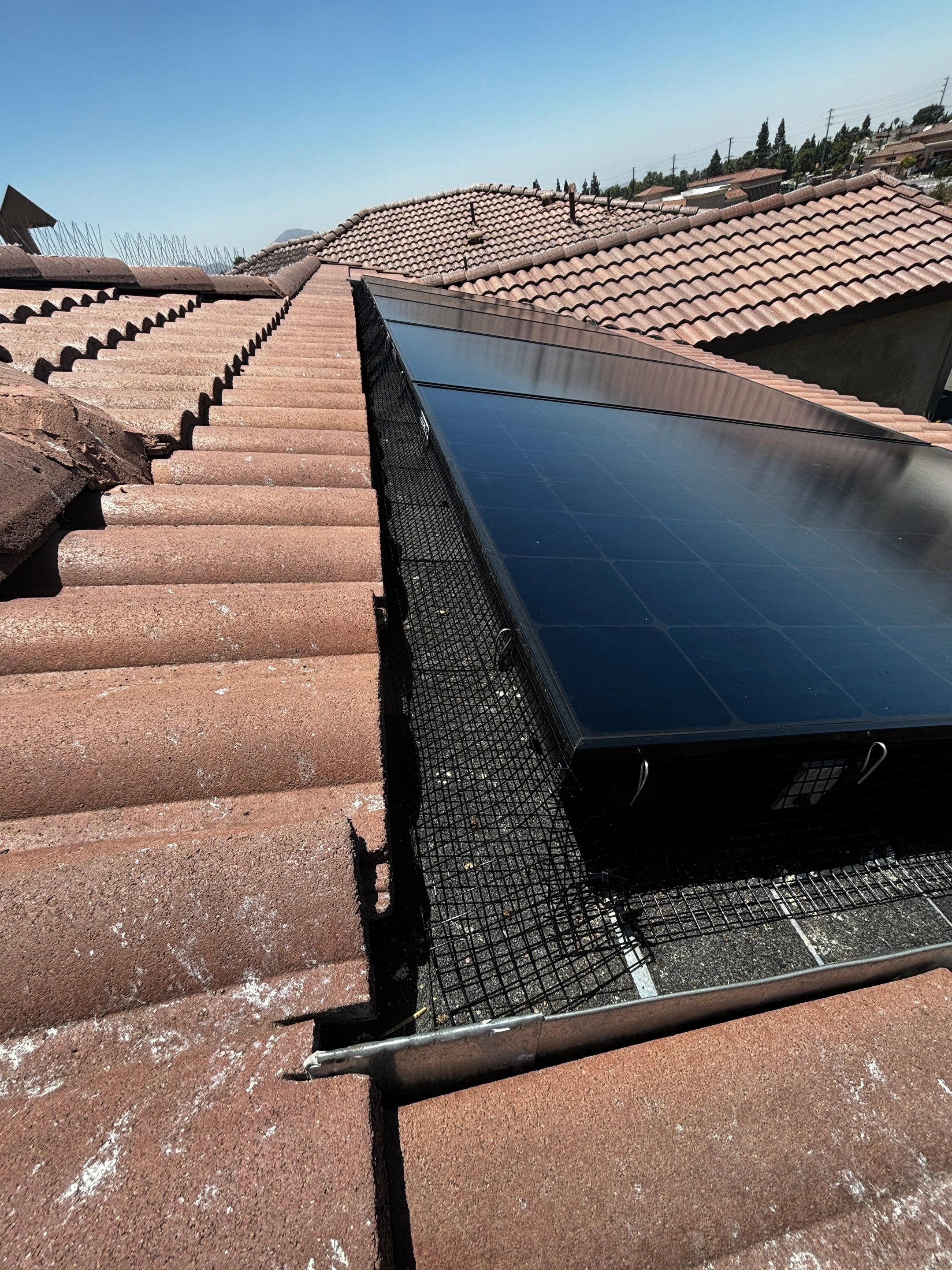 Solar Panel Bird Proofing in Fontana Ca by Palm Coast Solar Cleaning