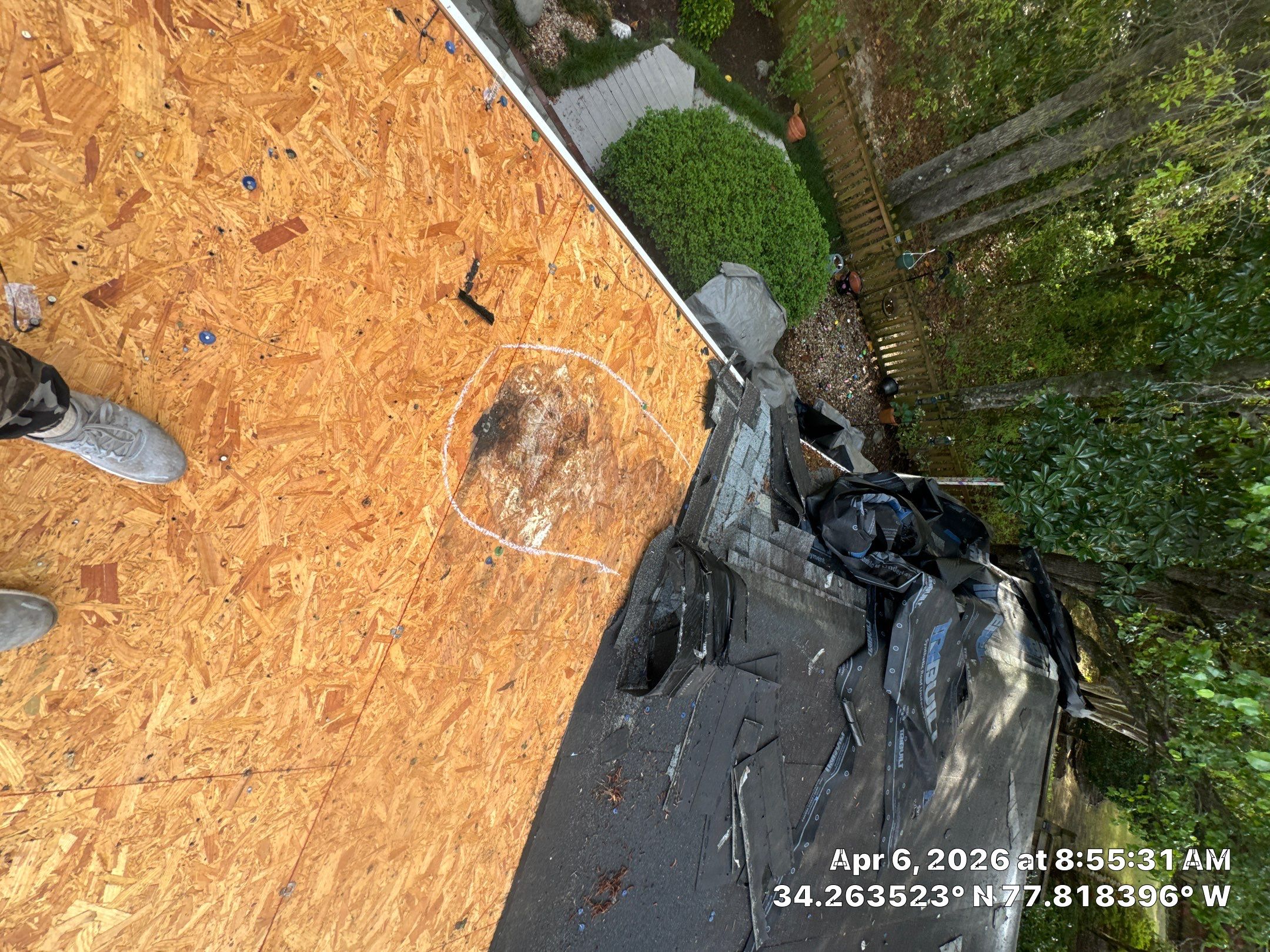 A 5-year-old roof that needed full replacement by North Carolina Roofs