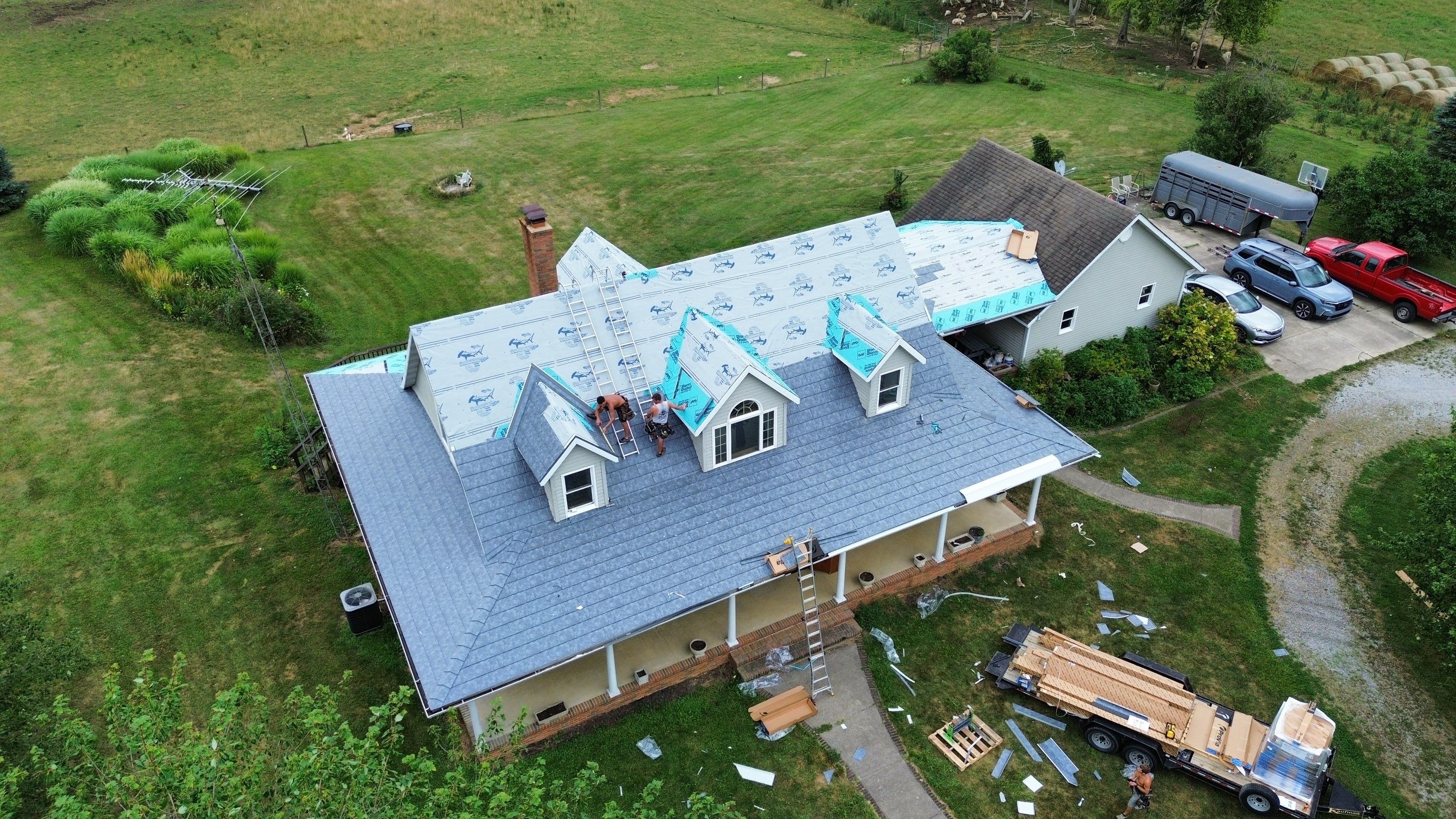 Residential Roofing Installation using ProVia Ironstone Slate Metal Roofing by RoofX 