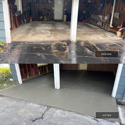 Concrete garage floor replacement