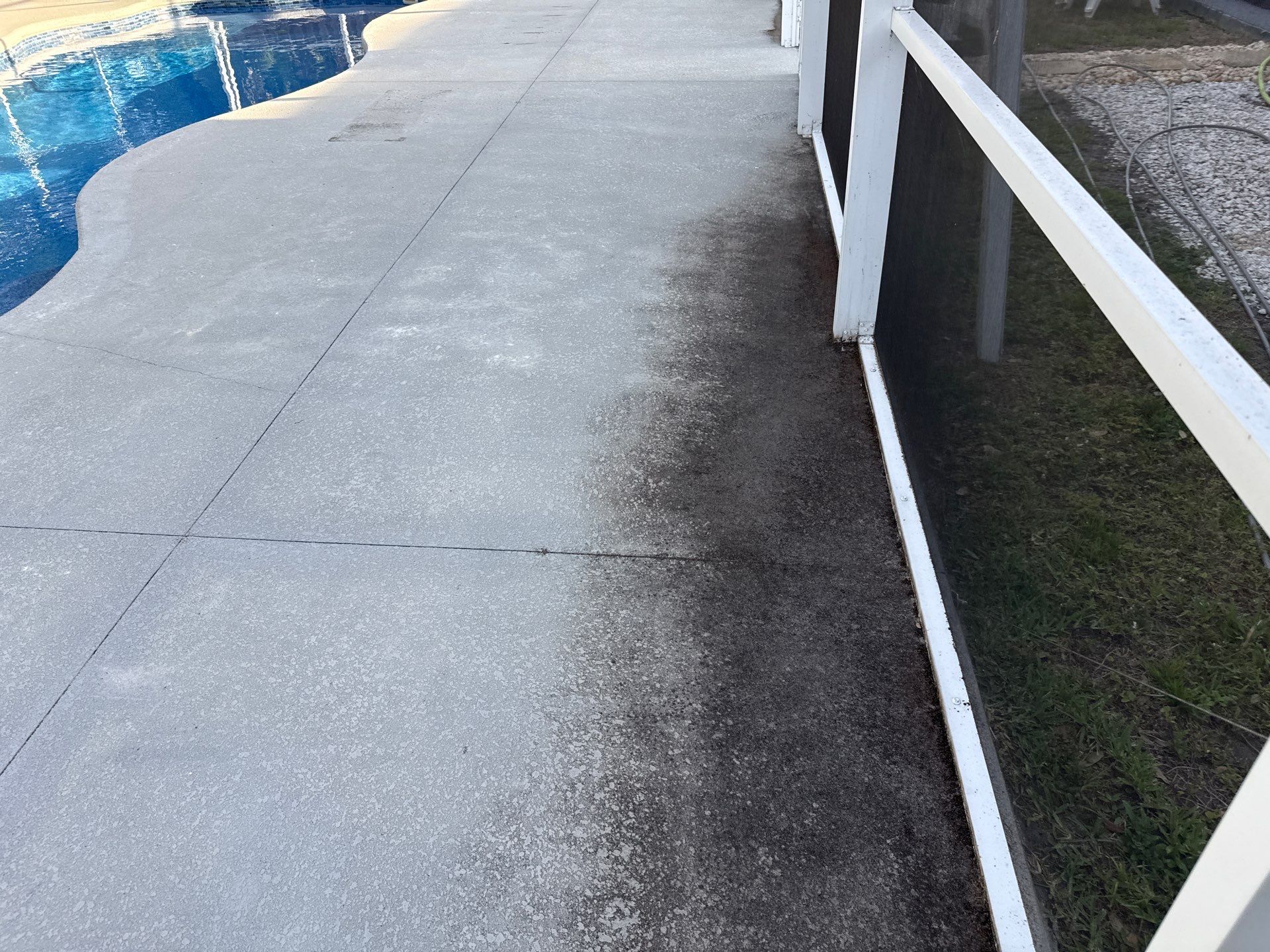 Painted Pool Deck & Pool Cage Cleaning in Allendale – Bradenton, FL by Sunshine AquaWash