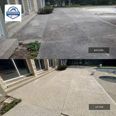 Aggregate Clean and seal using low gloss sealer