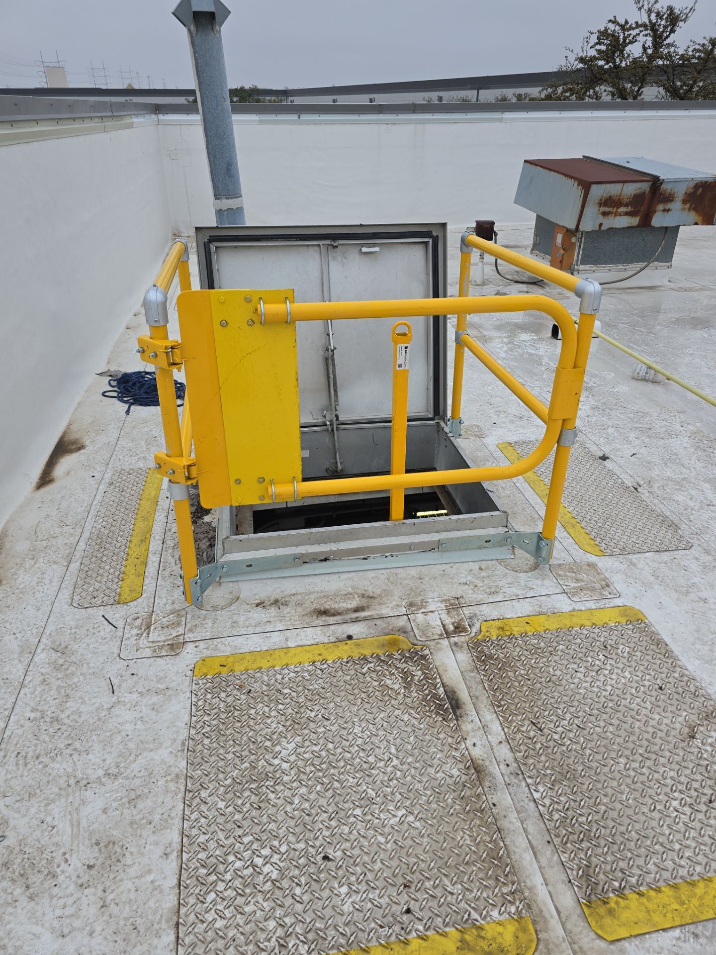 Commercial Roof Hatch Safety Rail using Bilco Safety Rail by Roof Experts
