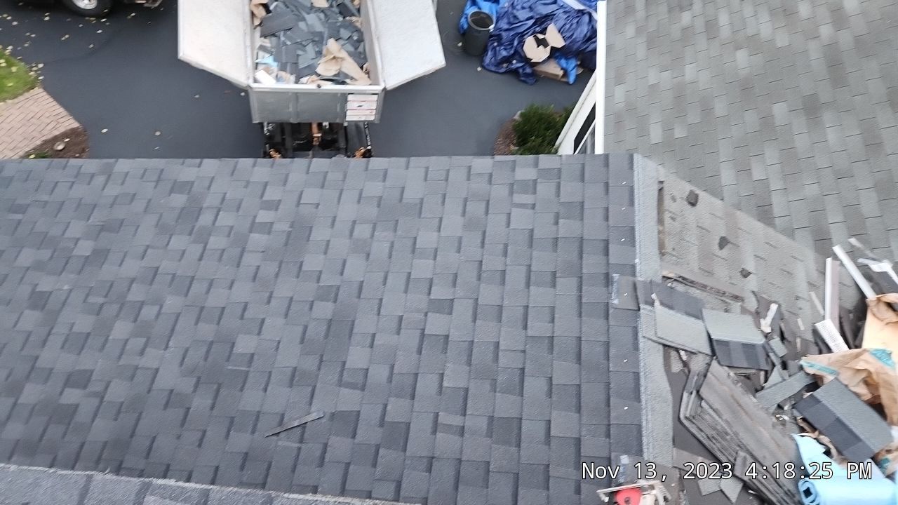 Residential Roofing Installation using Certainteed Landmark Moire Black by A Plus Exterior