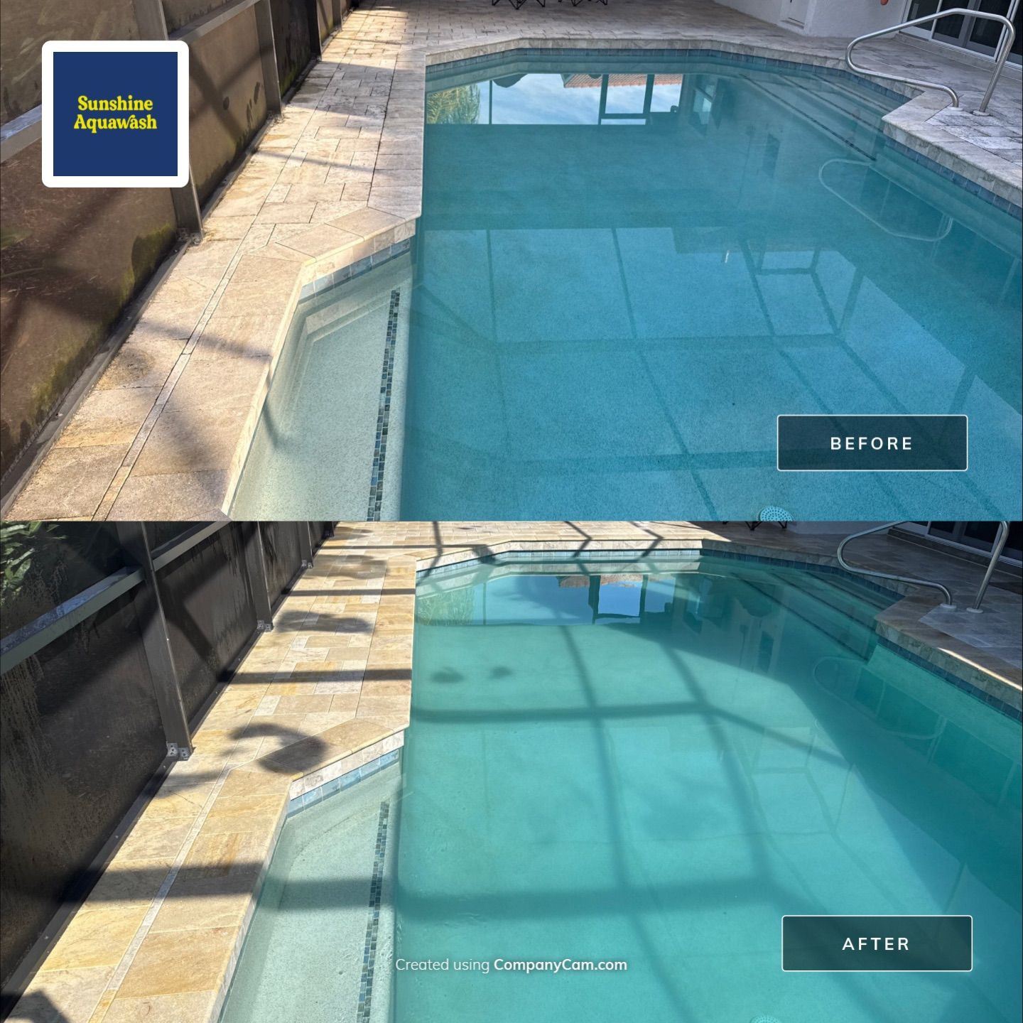 Paver Pool Deck & Screen Enclosure Cleaning | River Wilderness, Parrish FL by Sunshine AquaWash