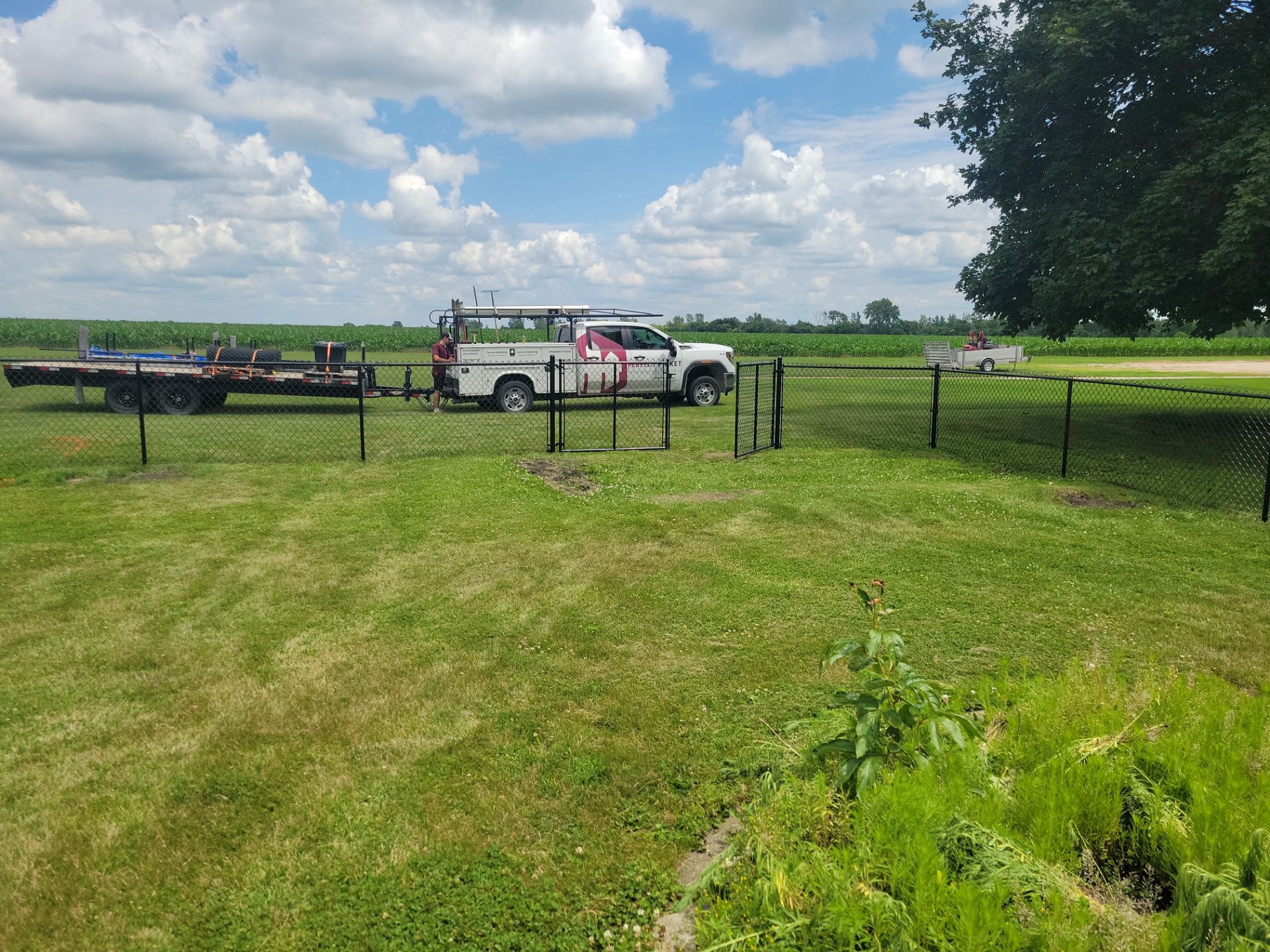 Residential Black Vinyl-Coated Chain Link Fence Installation in Allison by Perfect Picket Fence and Stain