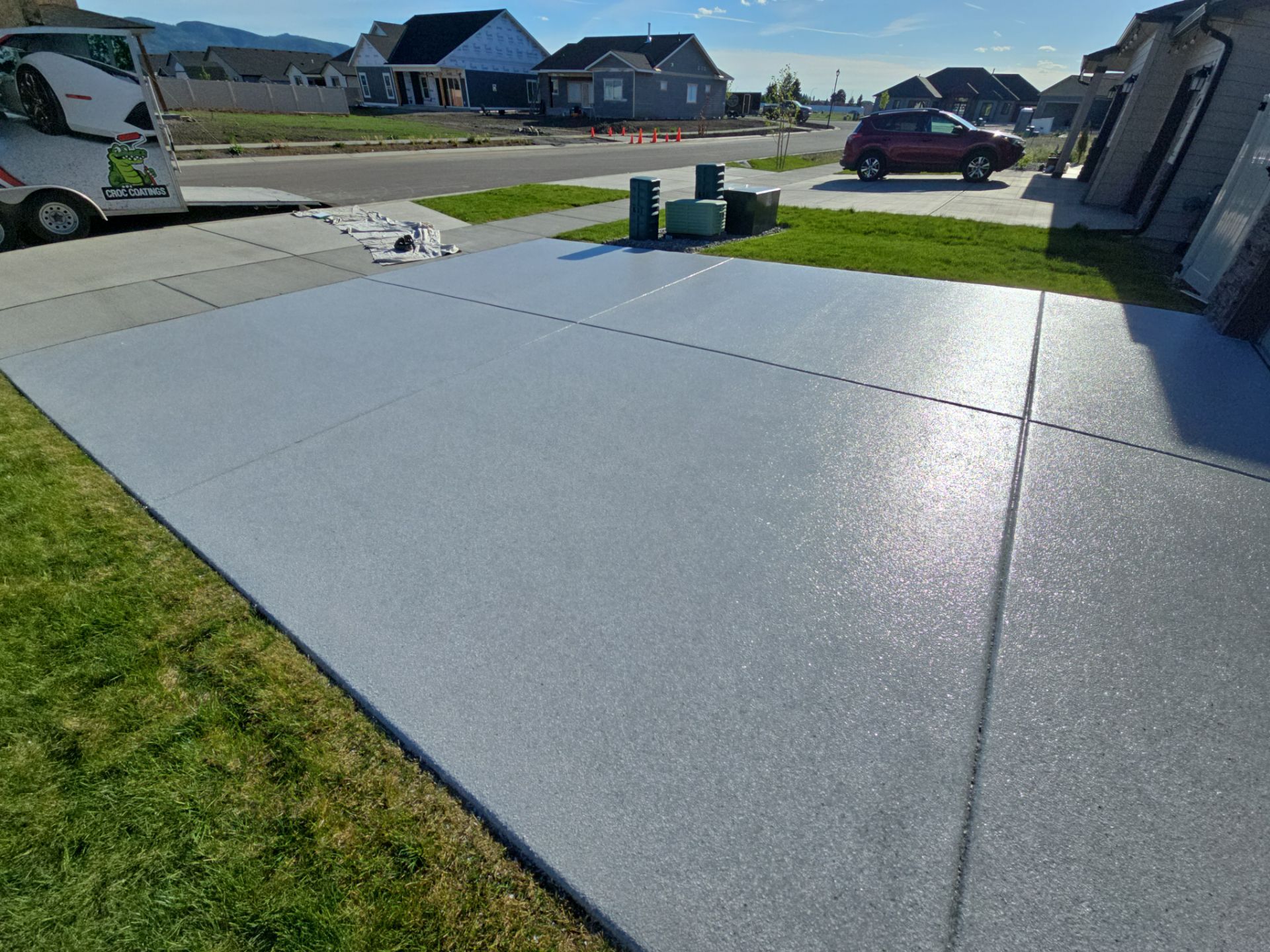 Driveway, garage, walkway Transformation using Ash Hybrid by Croc Coatings, LLC