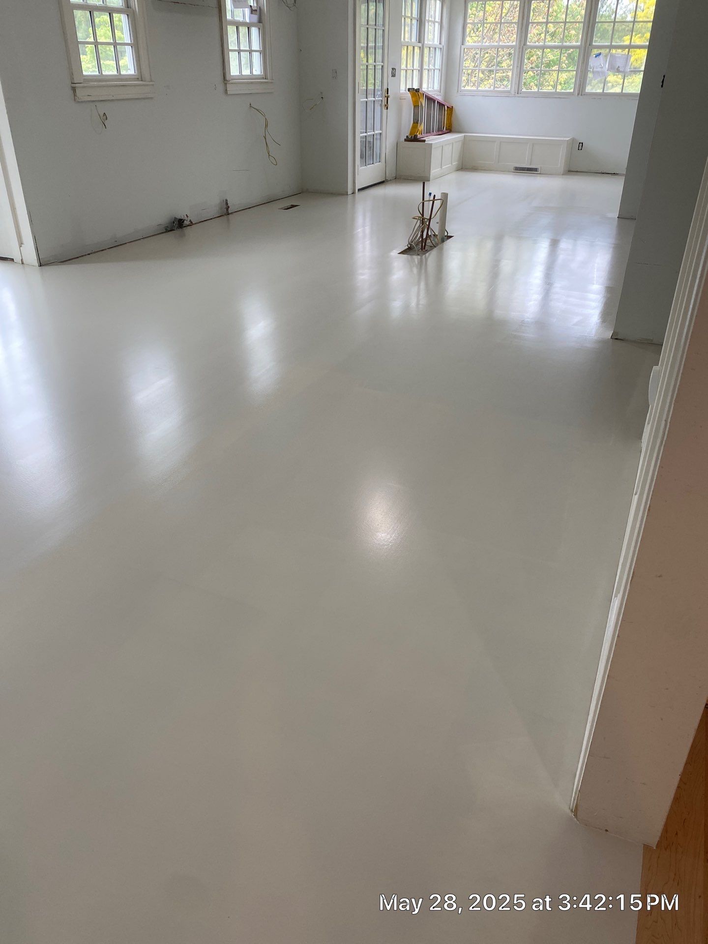 Paint the brand new maple floor...WHITE! Designer-driven project is a showstopper! by RTBaldwin Hardwood Floors