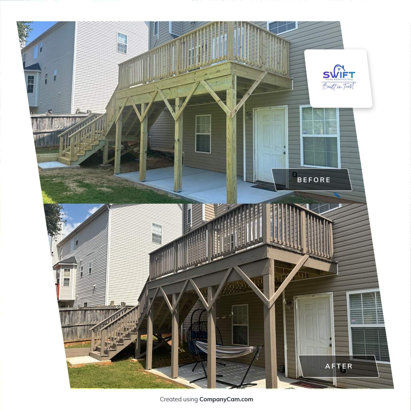 Multi-Level Deck Restoration and Solid Color Staining in Suwanee by Swift Home Renovations