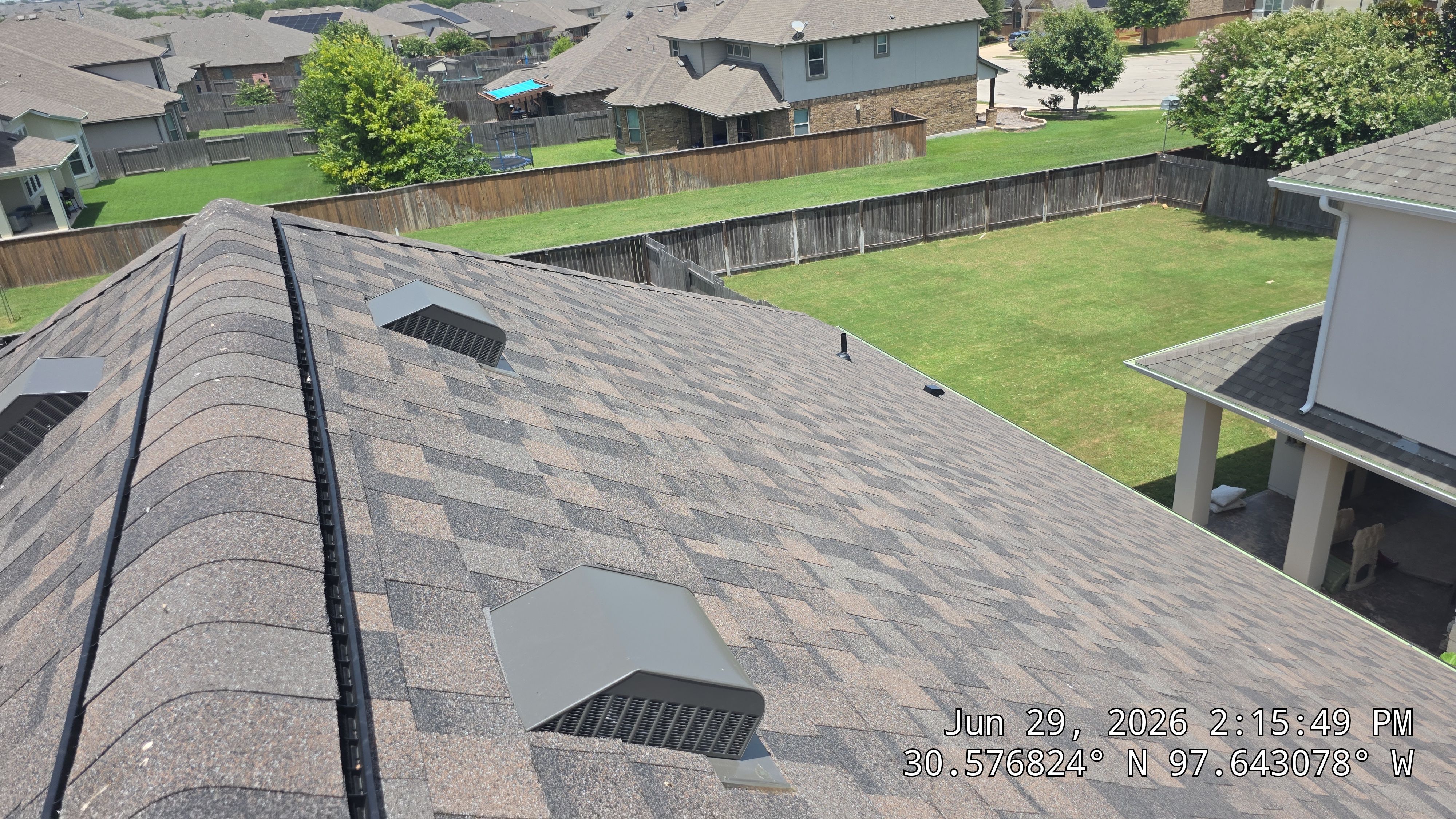 Architectural Shingle Roof Replacement and Hail Damage Restoration in Round Rock by Caliber Restoration LLC