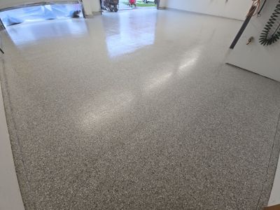 Hayden Garage Floor Transformation with Mt. Everest Flake Finish