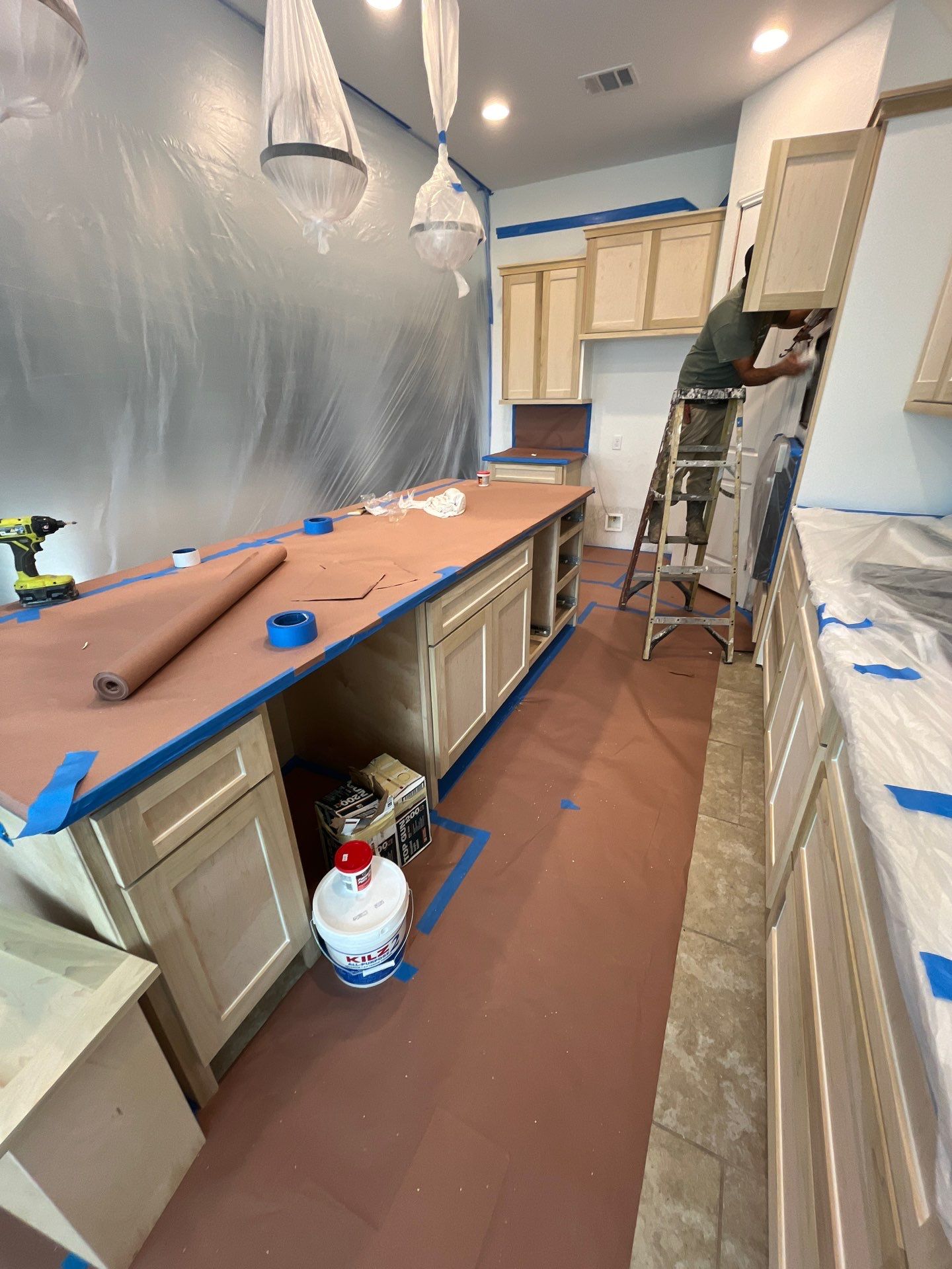 Kitchen Remodel using Water mitigation equipment by L&T General Contractors and Restoration INC