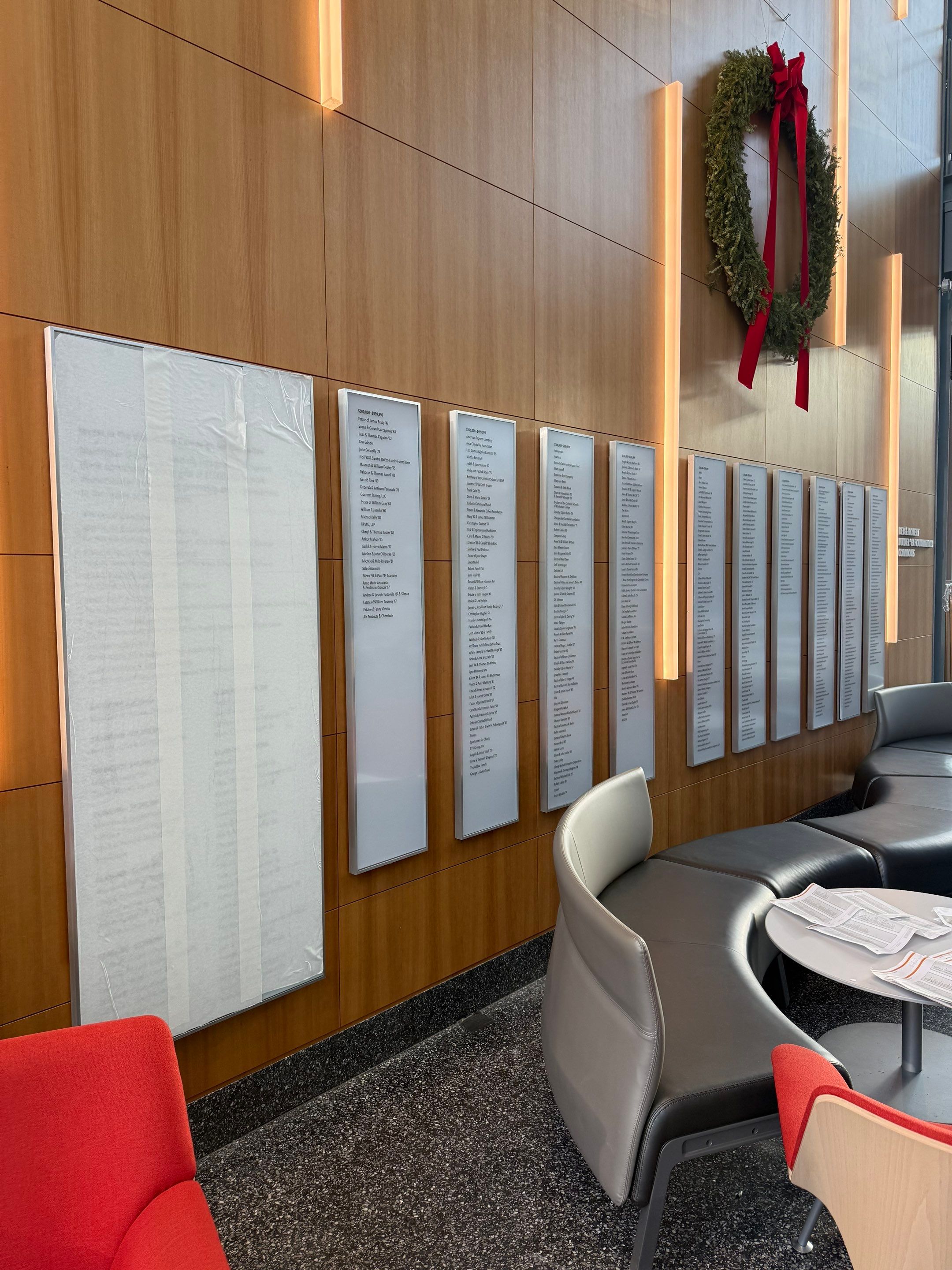 Donor Recognition and Commercial Signage Installation at Manhattan College by Nick The Sign Guy
