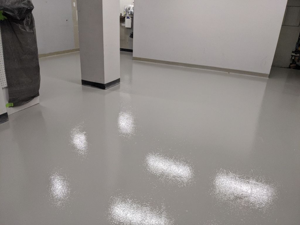 Commercial Flooring using Solid Haze Grey by Croc Coatings, LLC