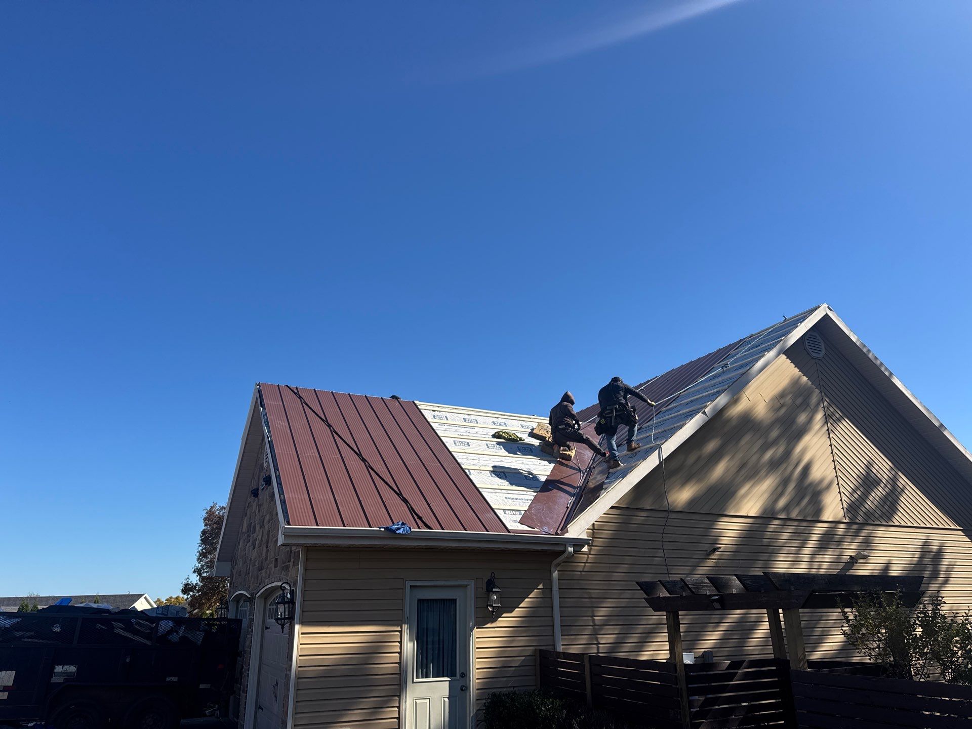 Residential Roofing Install - 26 Gauge M-Rib Metal - Color Brown  by Titan Commercial & Residential Roofing 