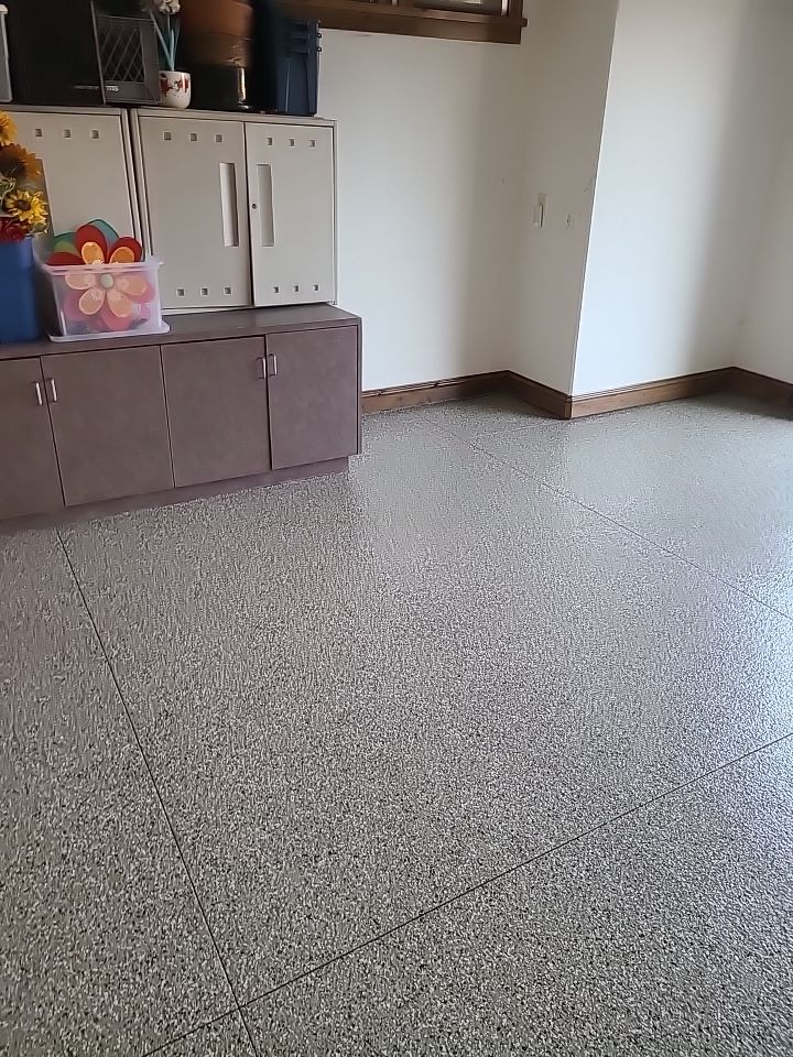 Garage Transformation using Pebble Beach by Croc Coatings, LLC