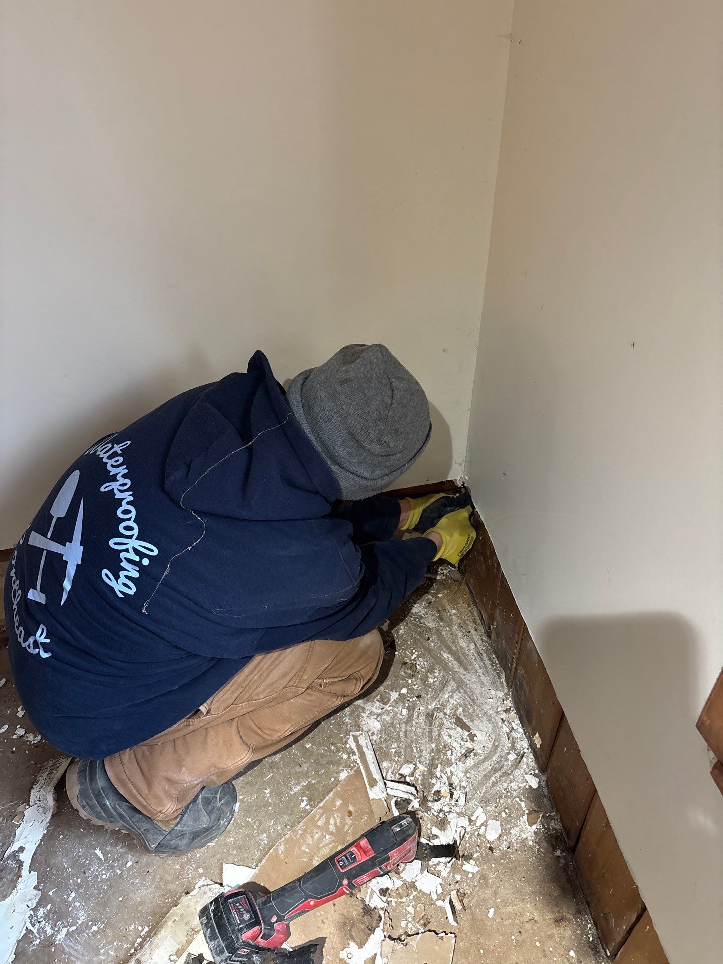 Completing the Connection for Lisa's Drain Tile System by Waterproofing Northeast