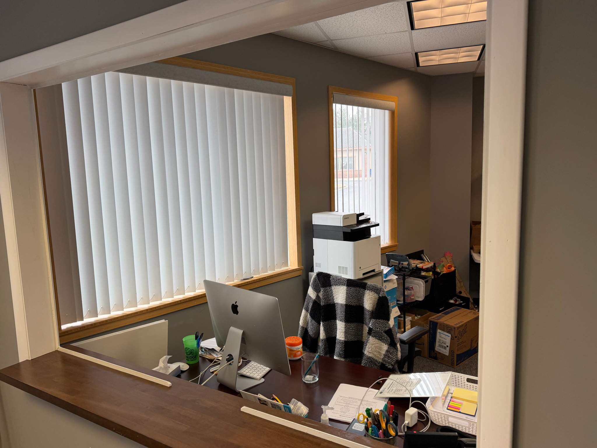 Commercial Plexiglass Partition Installation – School Front Lobby by Laser Focused Solutions LLC