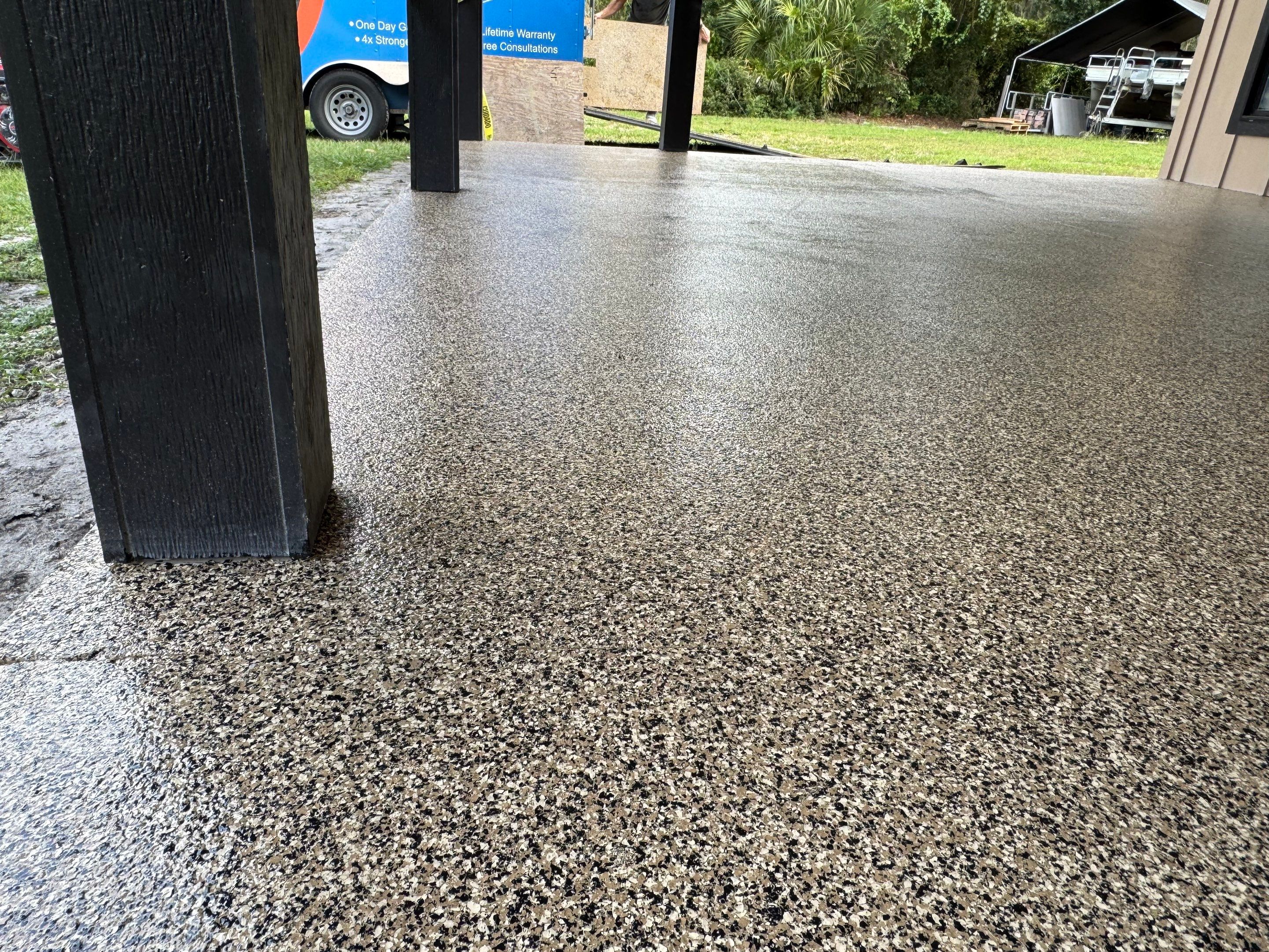 Carport in Hawthorne, FLin Aztec Beige by Cross Creek Concrete Coatings
