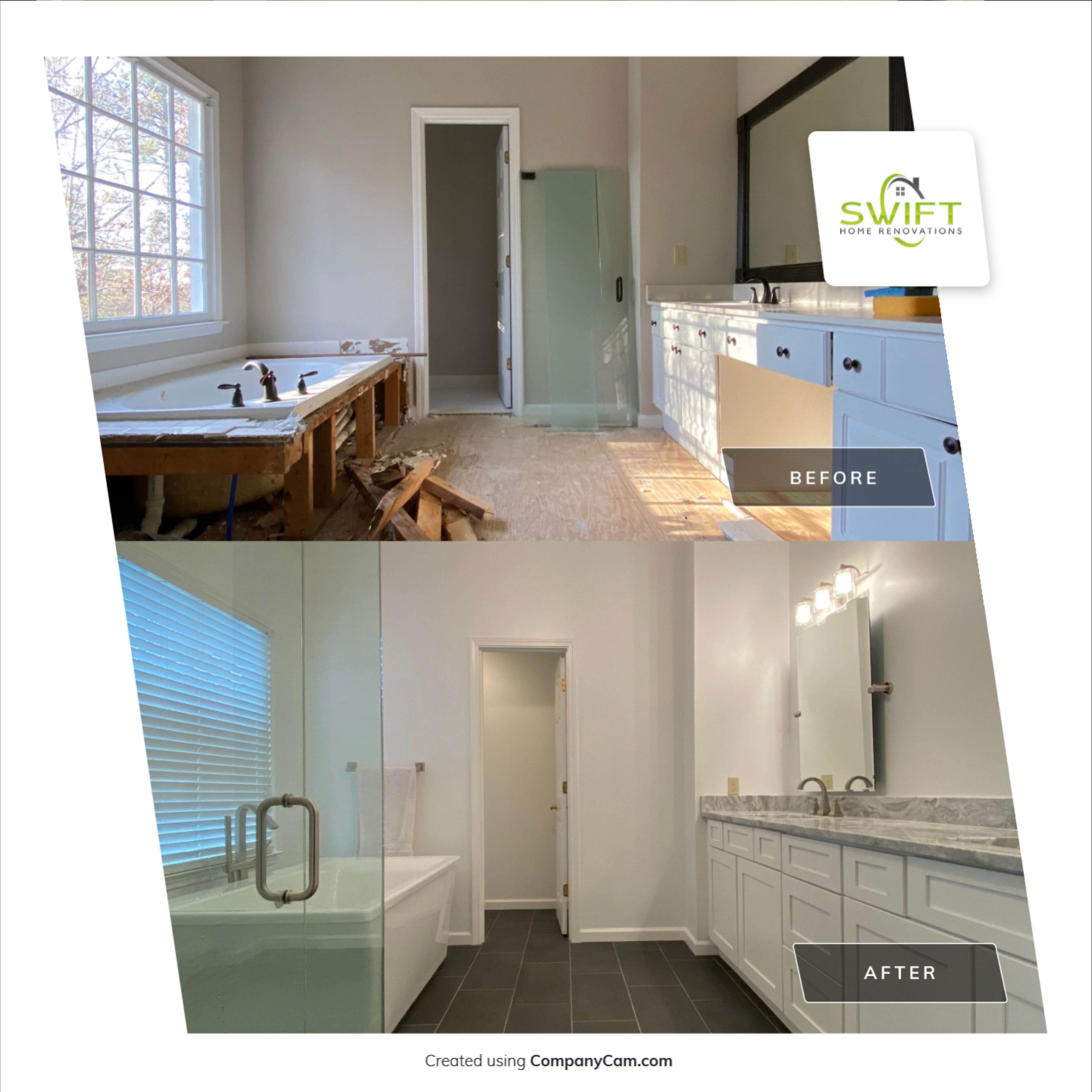 Modern Master Bathroom Remodel with Stacked Stone in Kennesaw by Swift Home Renovations