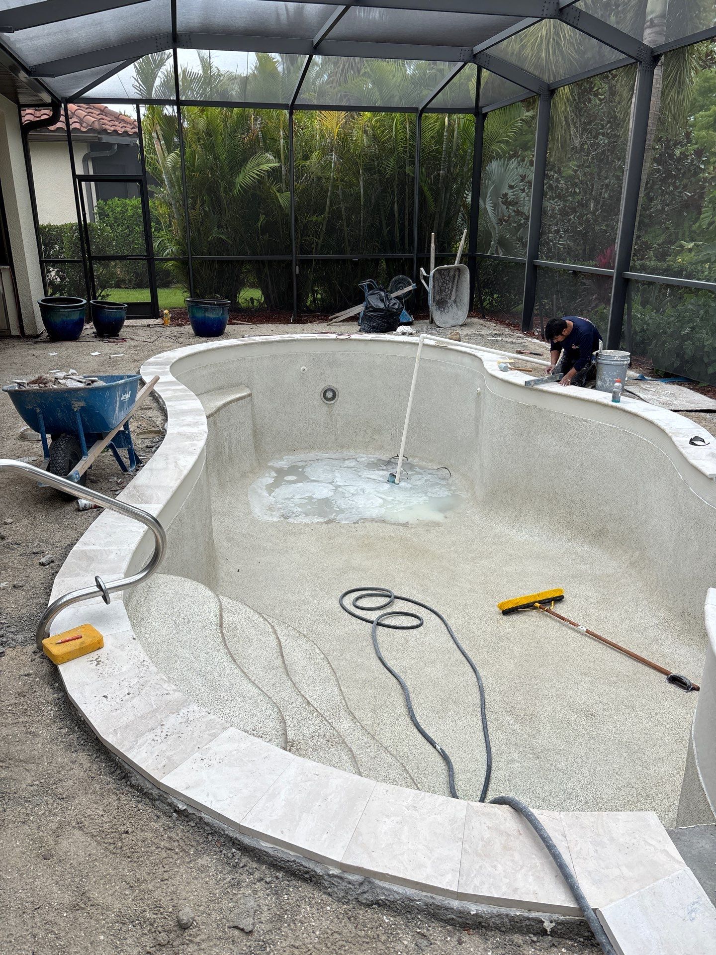 Textured Marble Pool Deck - Bonita National Golf & Country Club by Old Town Pavers Llc