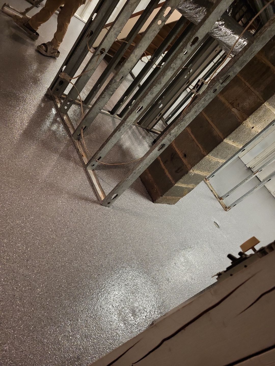 Basement Concrete Floor Coating with Penntek Flake System by Spectrum Painting, LLC