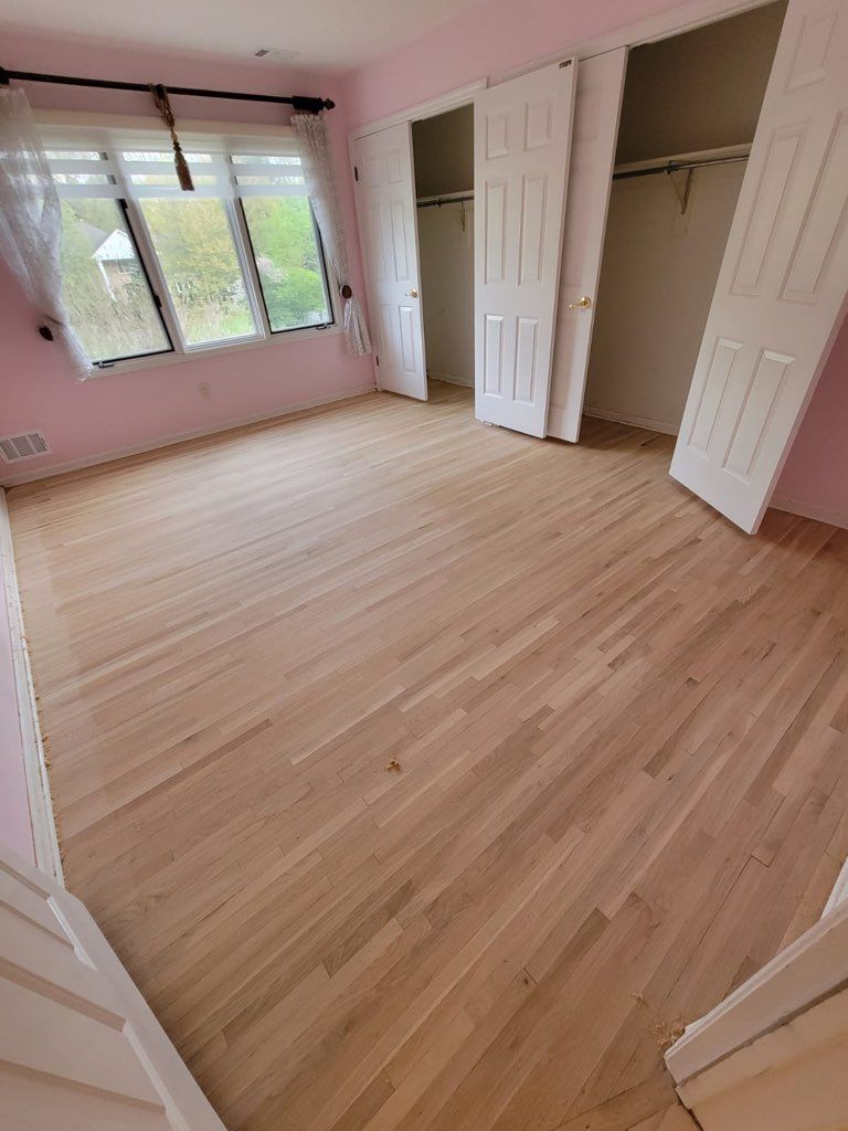 Red Oak refinished with DuraSeal Jacobean Stain and Bona Semi Gloss by Footprints Floors Morristown
