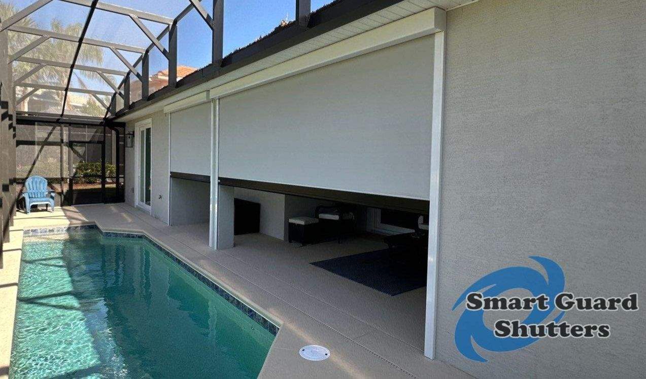 Hurricane Screen in White/Birch by Smart Guard Shutters