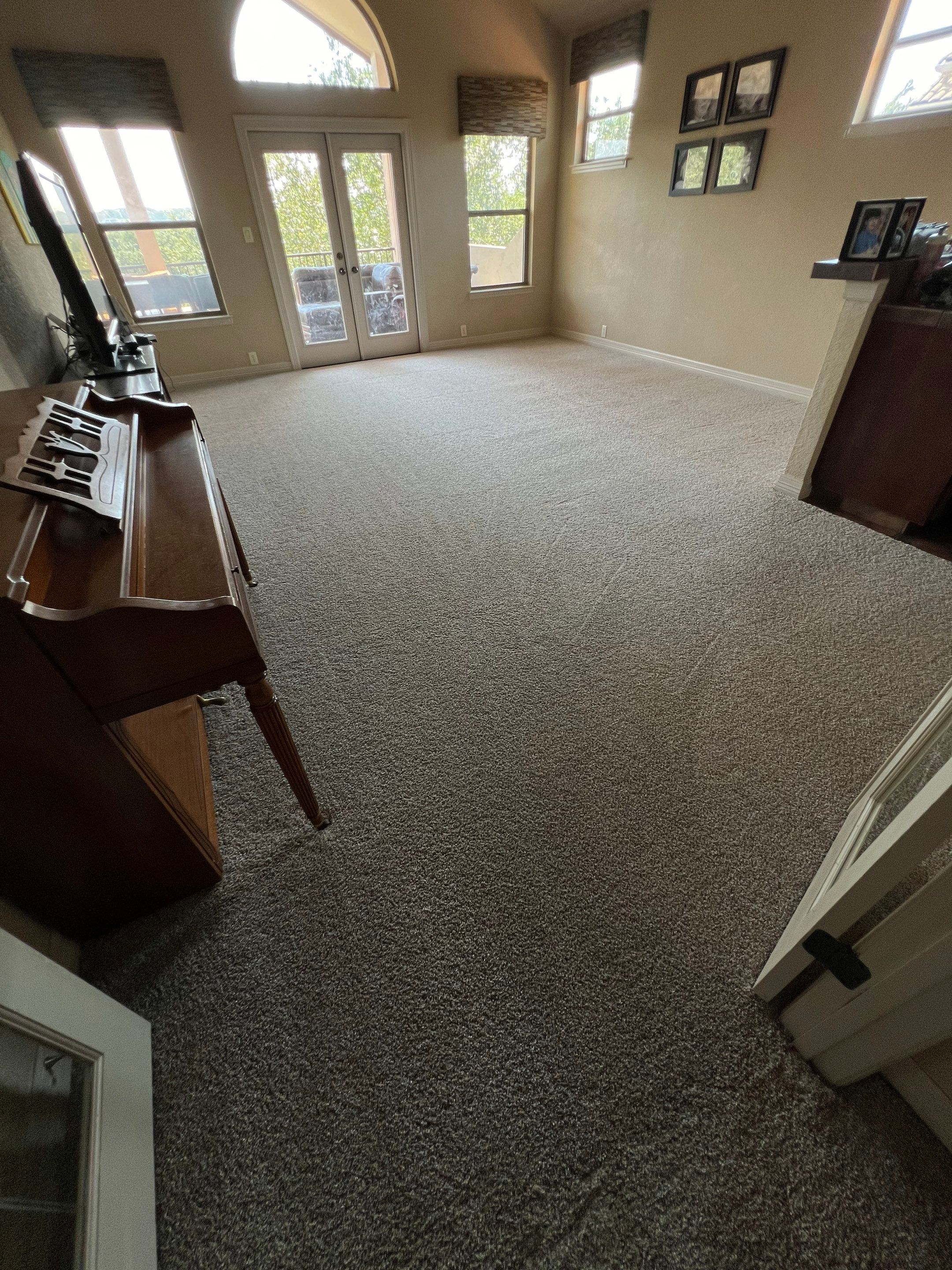 the carpet is being thoroughly cleaned to remove dirt and stains in a spacious living area