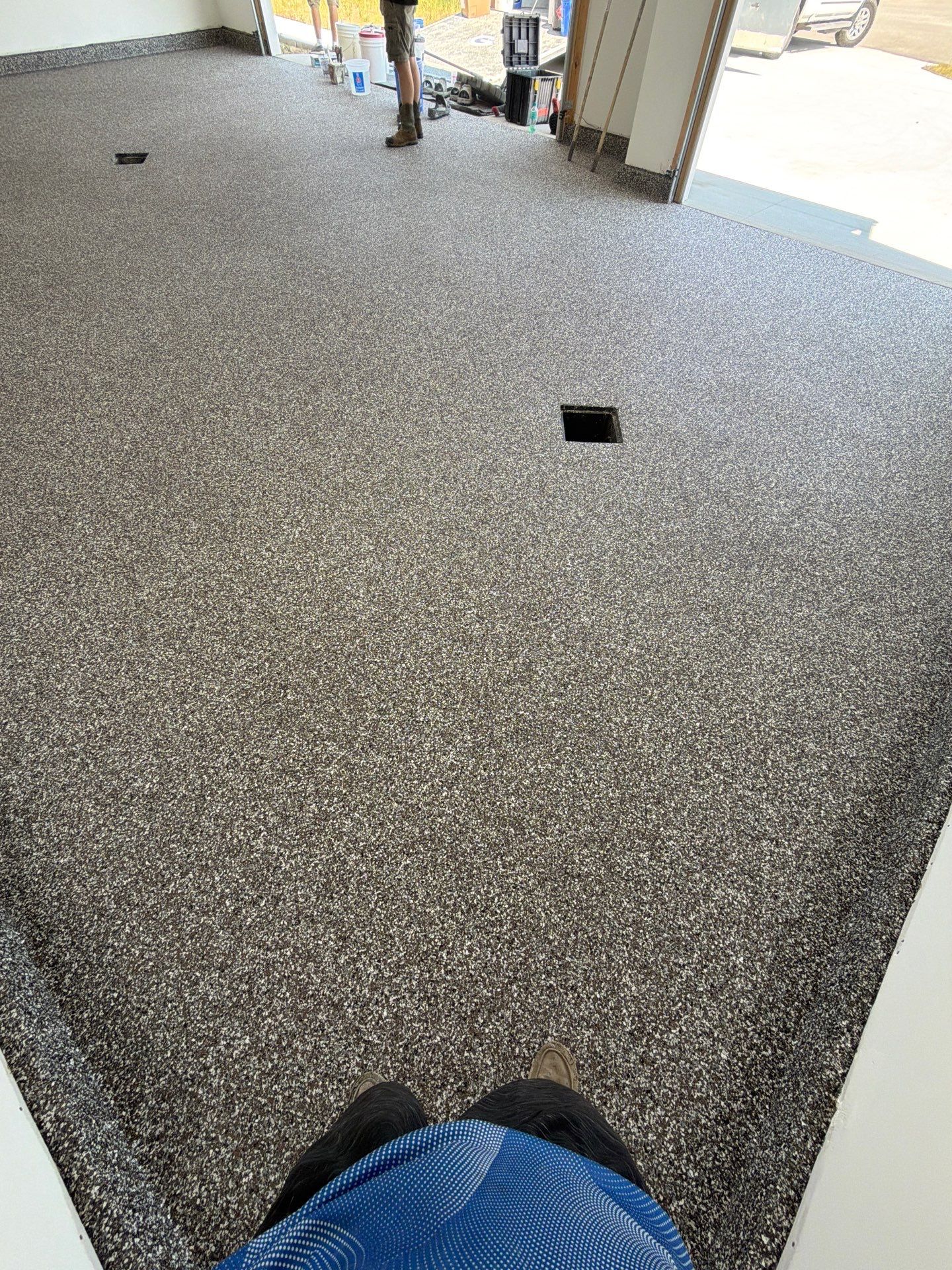 Custom Grey Epoxy Flake Garage Floor Coating in Holland by Gordon Painting