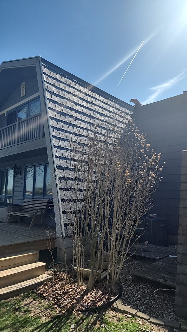 Metal Slate Shingle Roof in Sturgis, Michigan – “Darth Vader Helmet” Home by 4Ever Metal Roofing