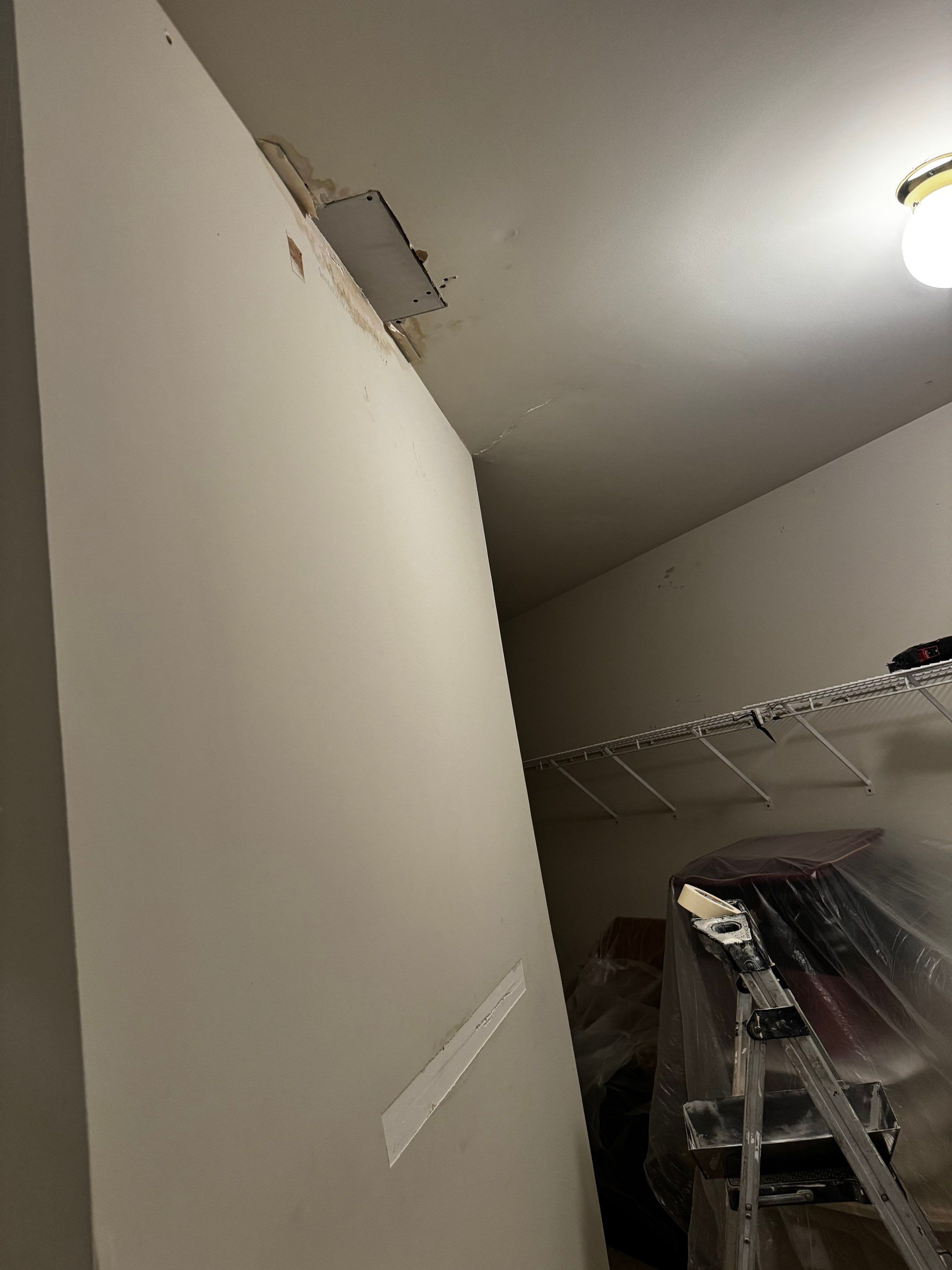 Water Damaged Closet Ceiling and Drywall Repair by PGP Surface Solutions, LLC