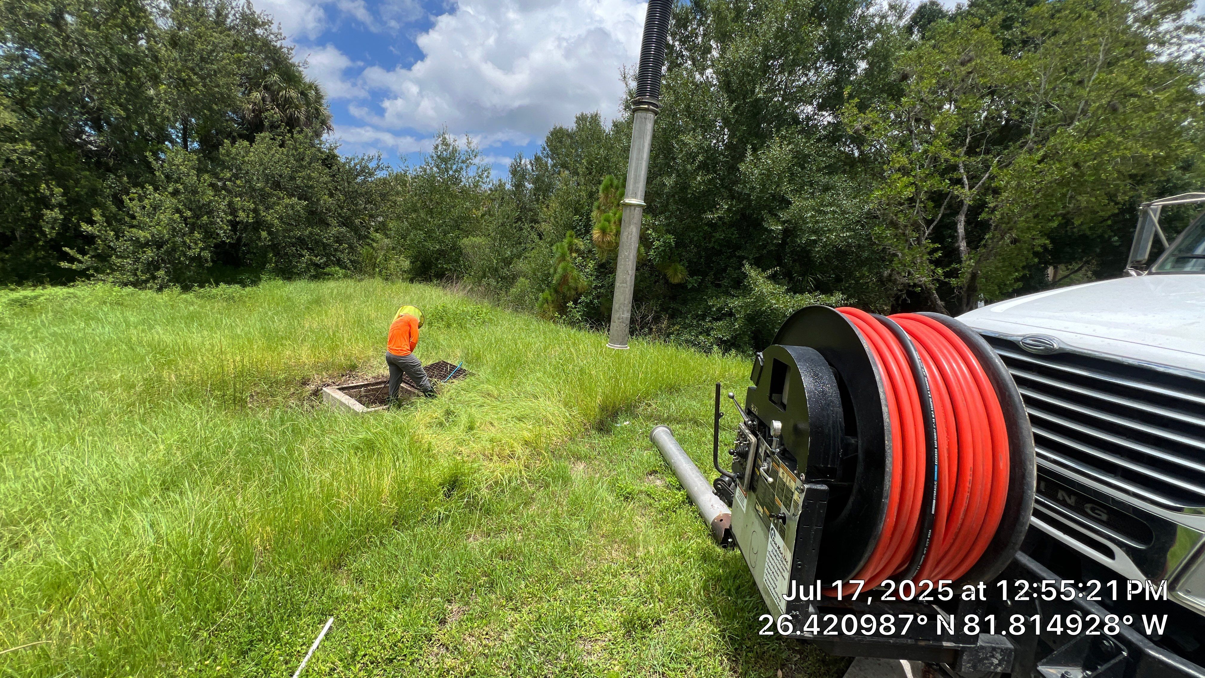 Catch Basin Cleaning with 1 Tom Plumber in Estero by APS Power & Water