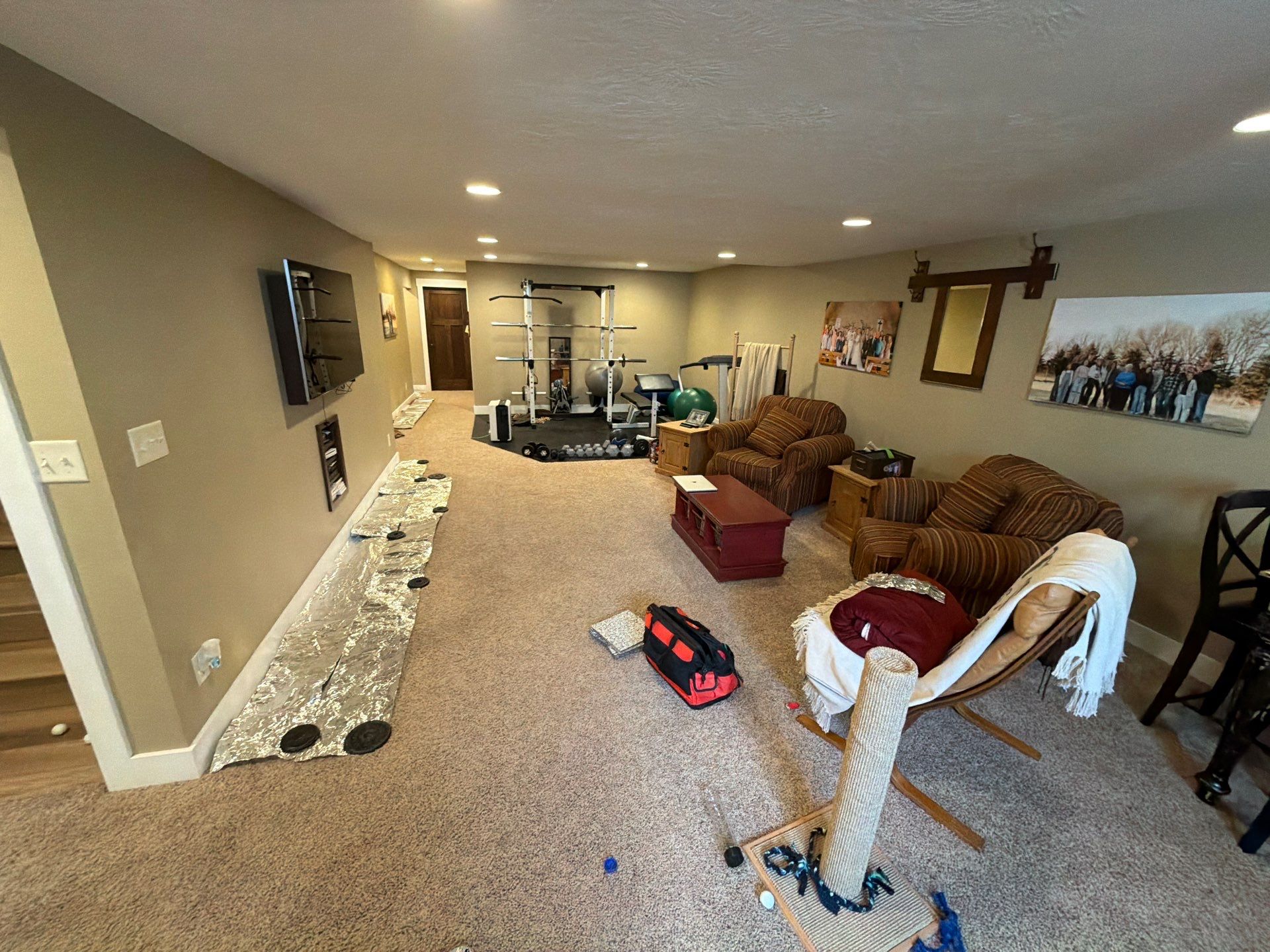 Decorative Flake Concrete Floor Coating for Larchwood Basement by Select Painting, Coatings & Garage Cabinets