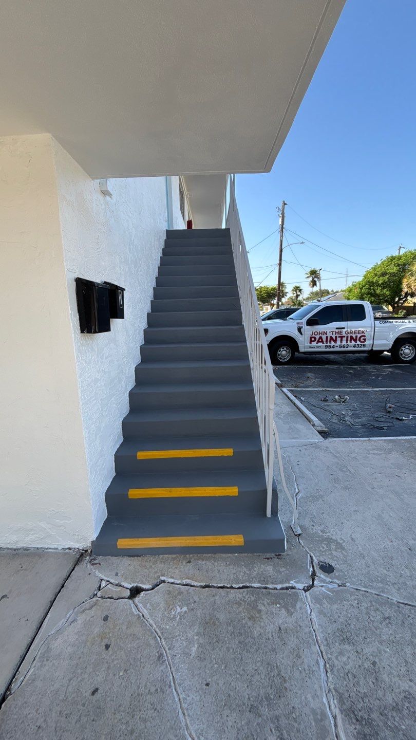 Commercial Painting and Stucco Restoration for Fort Lauderdale Building by John “The Greek” Painting