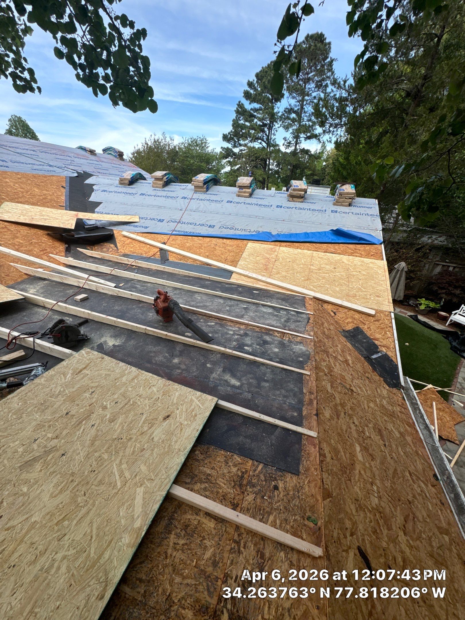 A 5-year-old roof that needed full replacement by North Carolina Roofs