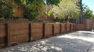 Board on Board & 3' high retaining wall