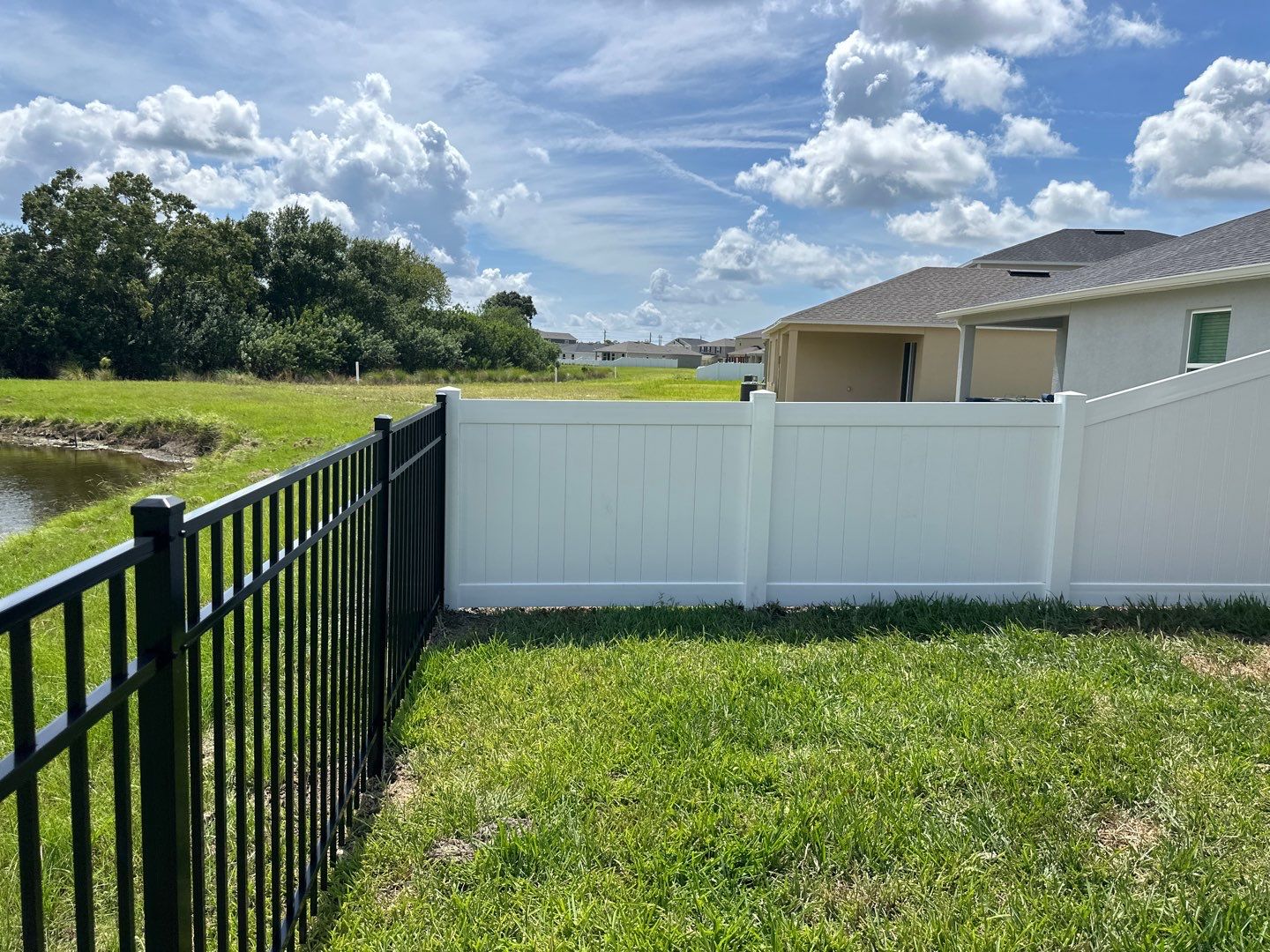 Vinyl Fence Installation using White Vinyl Privacy and 3 Rail Aluminum Fence  by Asap fence and gates, LLC