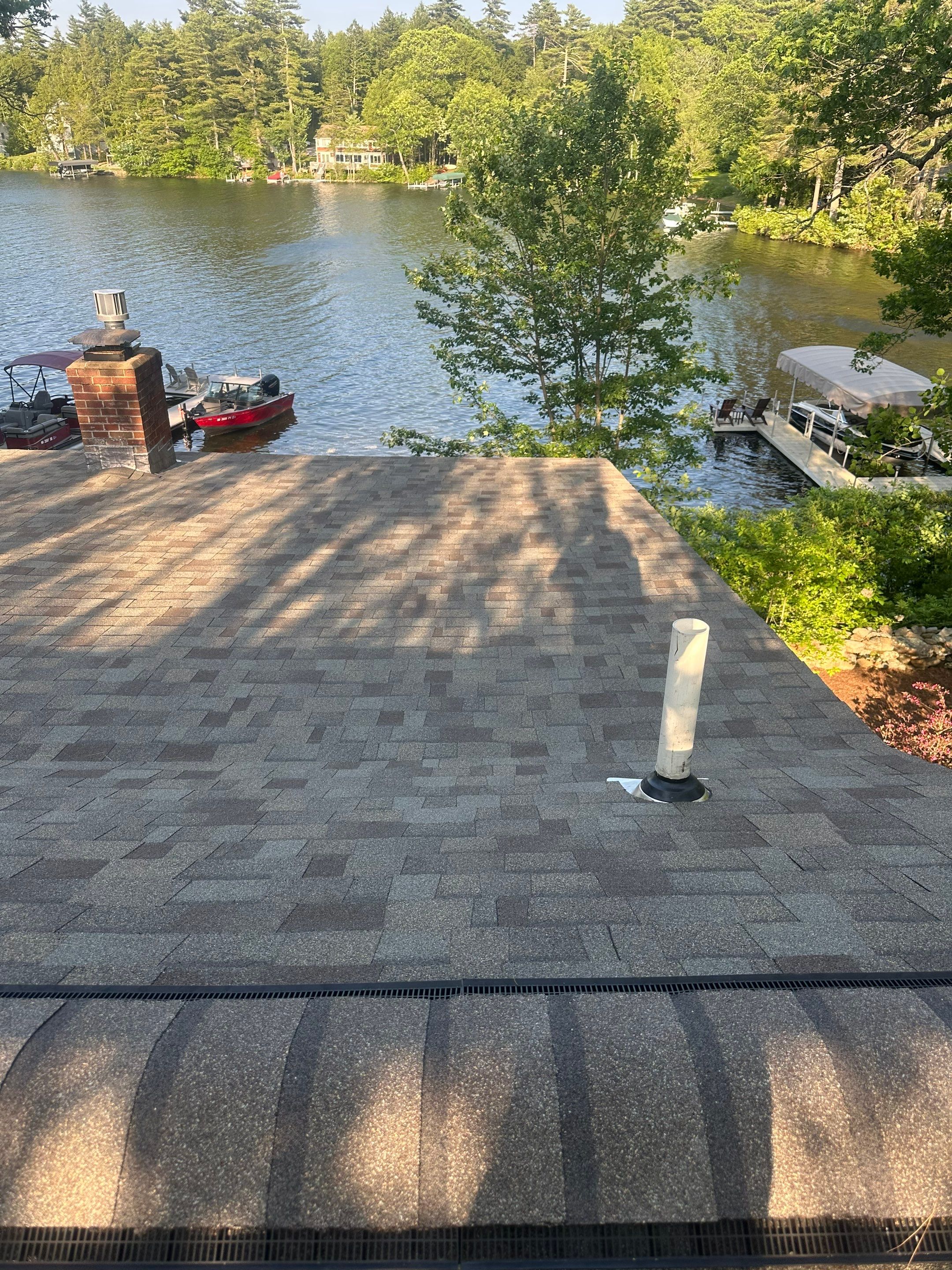 OC Roof Install On The Lake In Deerfield, New Hampshire by Tall pine roofing
