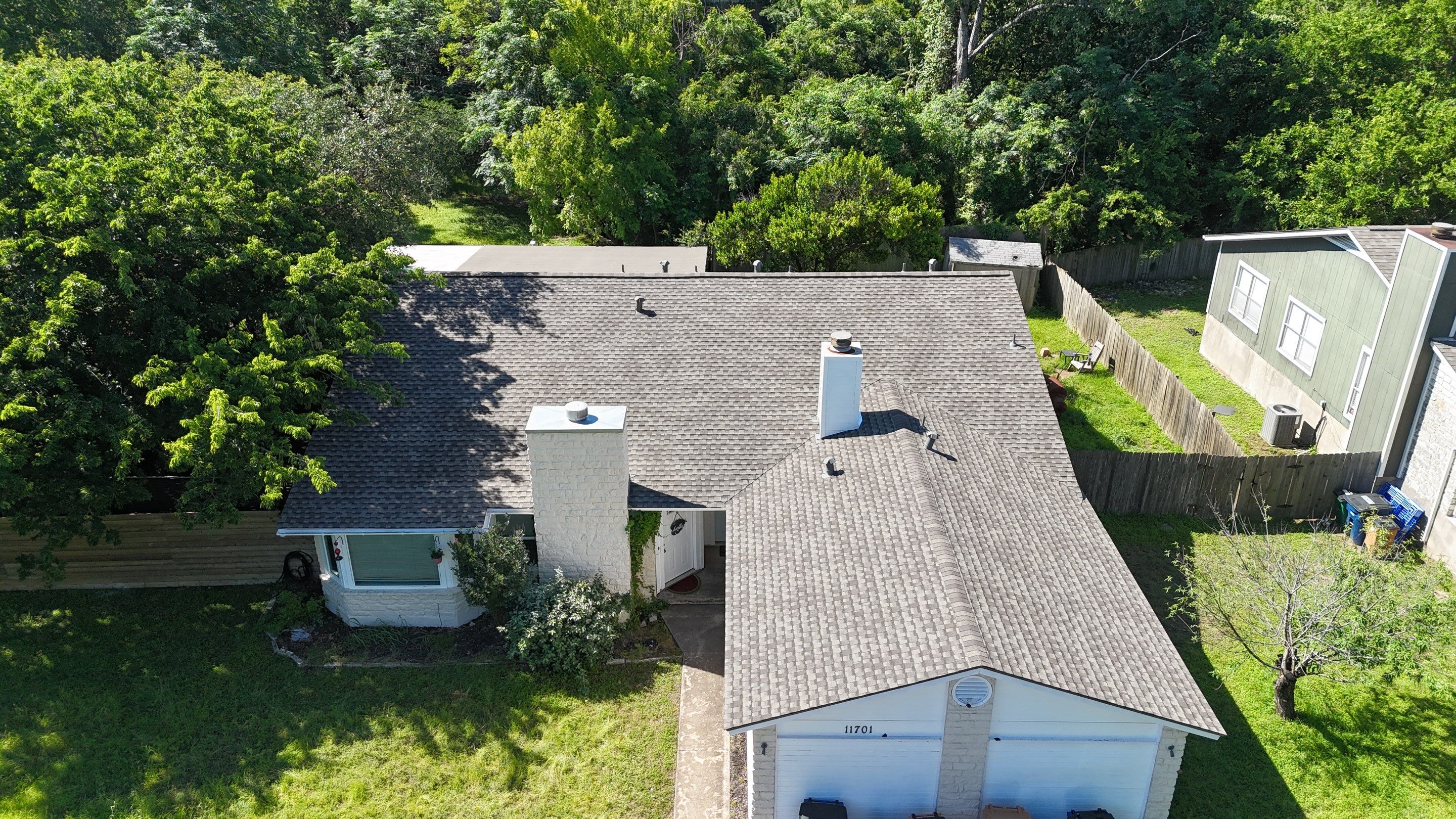 Residential Roof Replacement using GAF - Ultra HDZ - Weathered Wood by Action Exteriors Austin