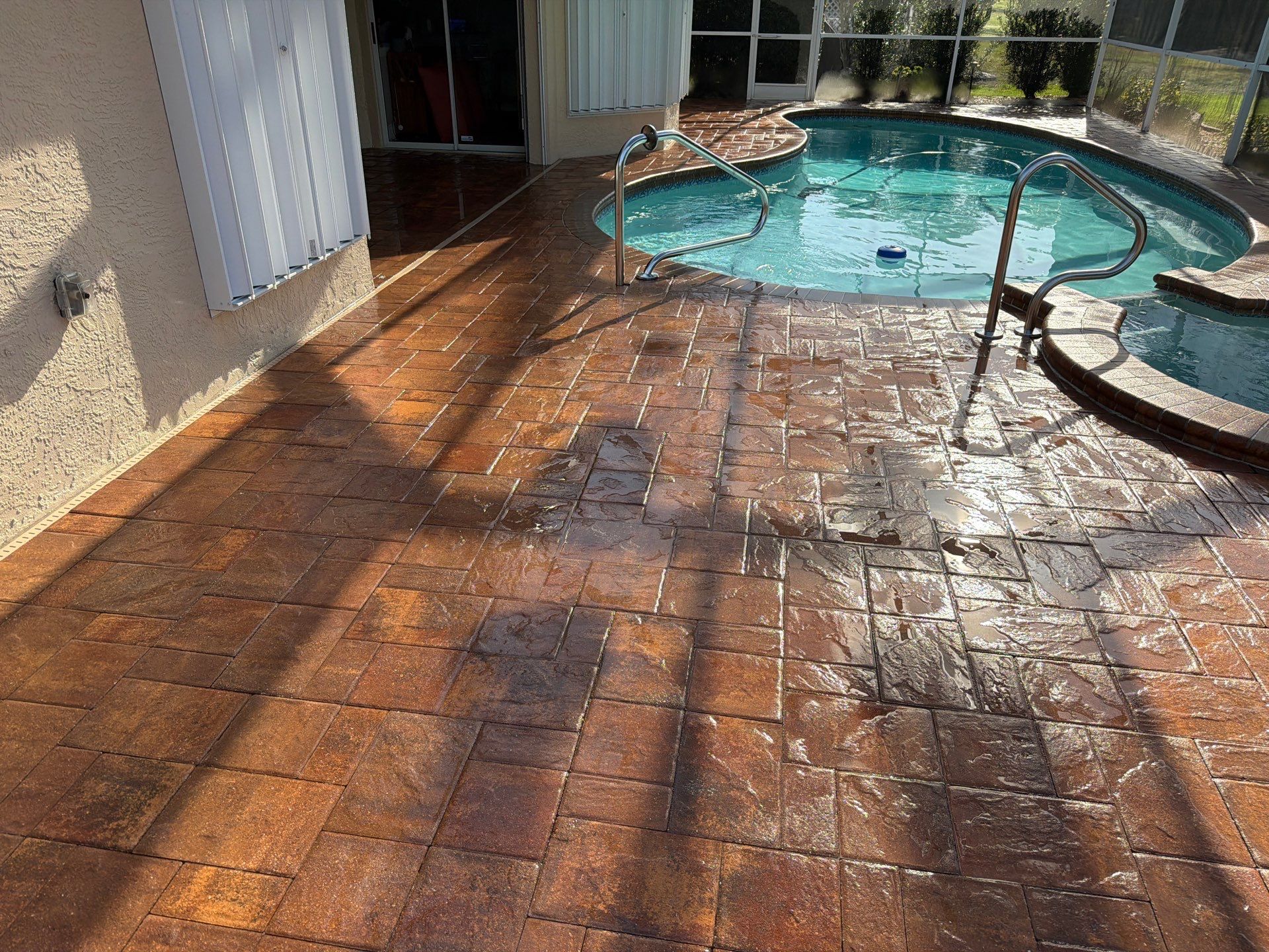 Paver Sealing and Striping for Sun City Center Pool Deck by Supreme Paver Experts