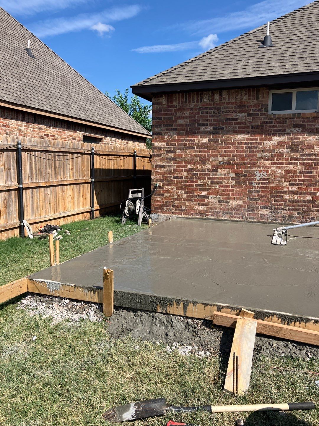 Concrete slab with Pergola by Clays Services Inc