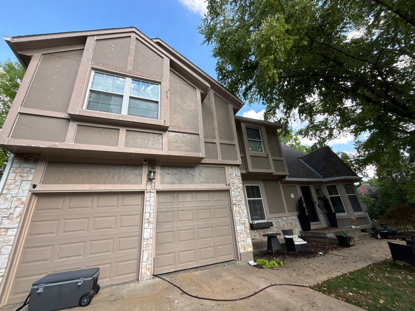 Shoji White Exterior Painting and Comprehensive Wood Rot Repair in Overland Park by Cougar Painting