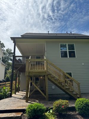 Elevated Deck Stair Construction and Paver Patio in Marietta