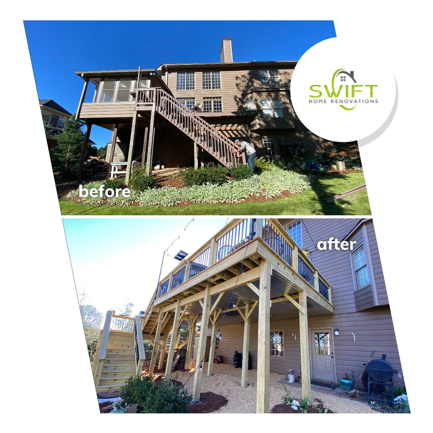 Multi-Level Deck Replacement and Bay Window Installation in Suwanee by Swift Home Renovations
