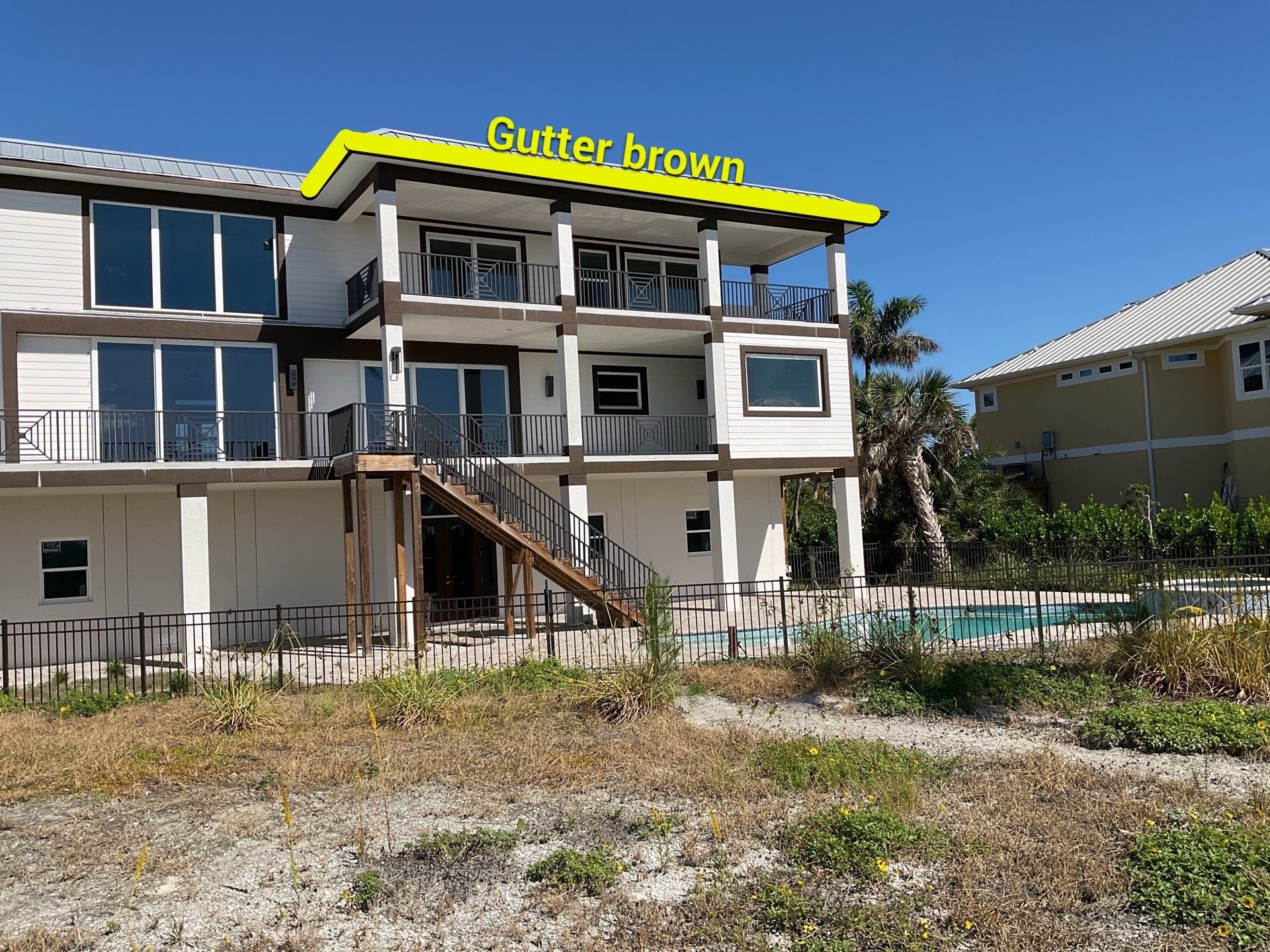 Brown Gutter Installation in Sanibel FL by Gutter Professors