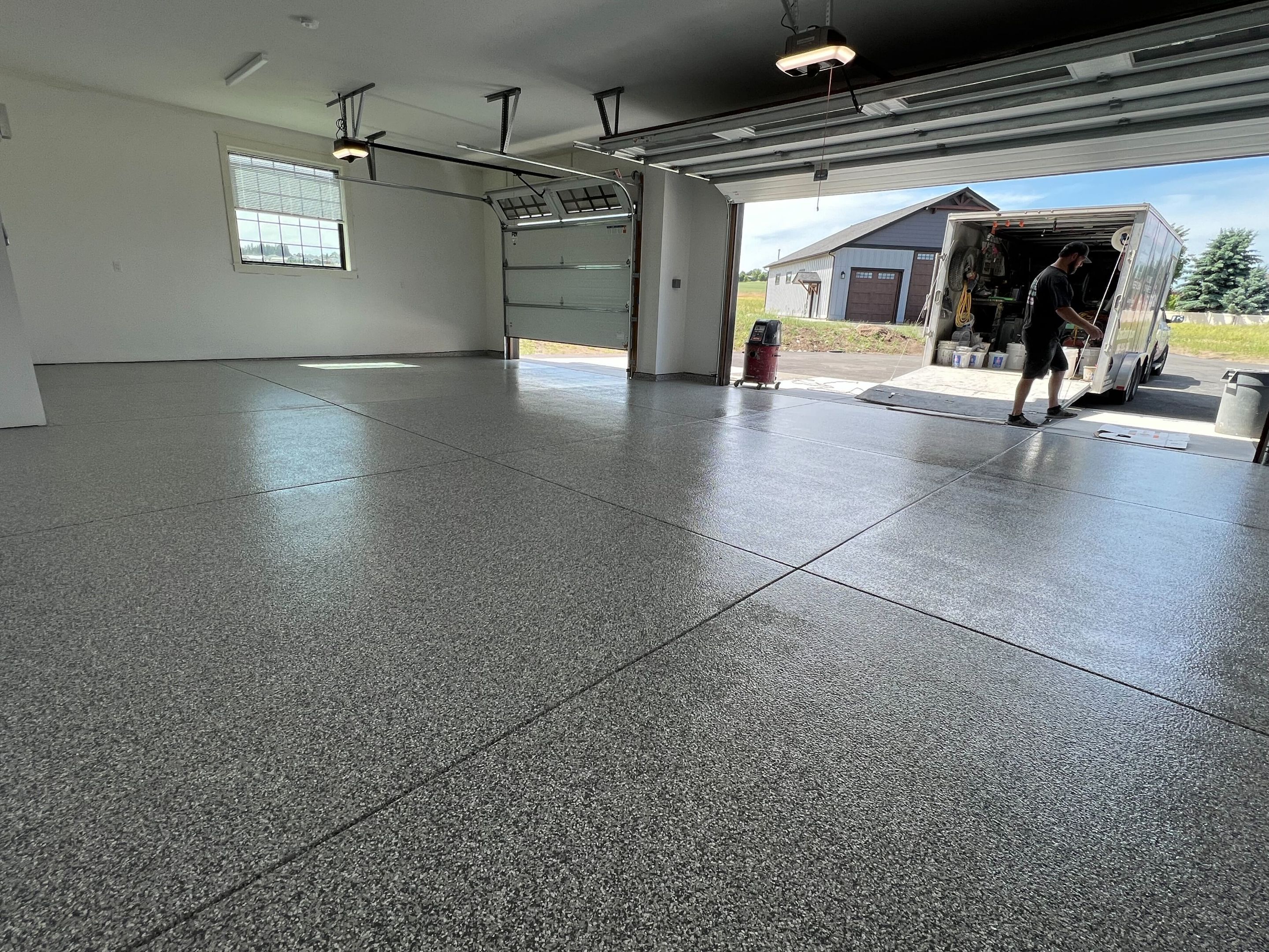 Garage Transformation using Slate Stone by Croc Coatings, LLC