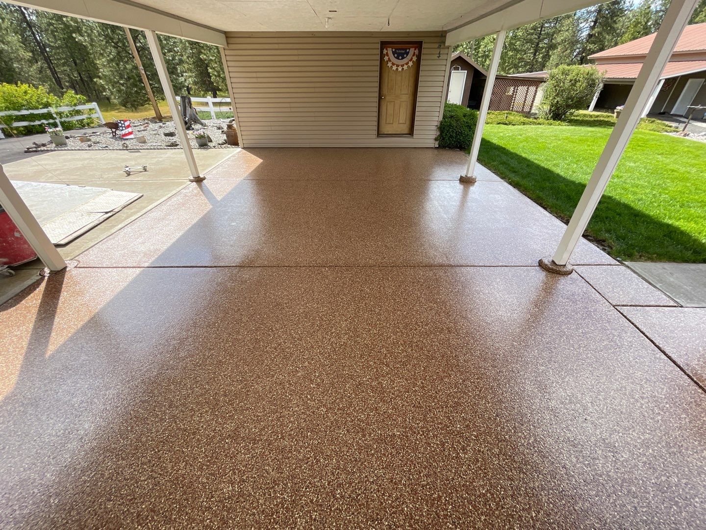 Patio Transformation using Chestnut by Croc Coatings, LLC